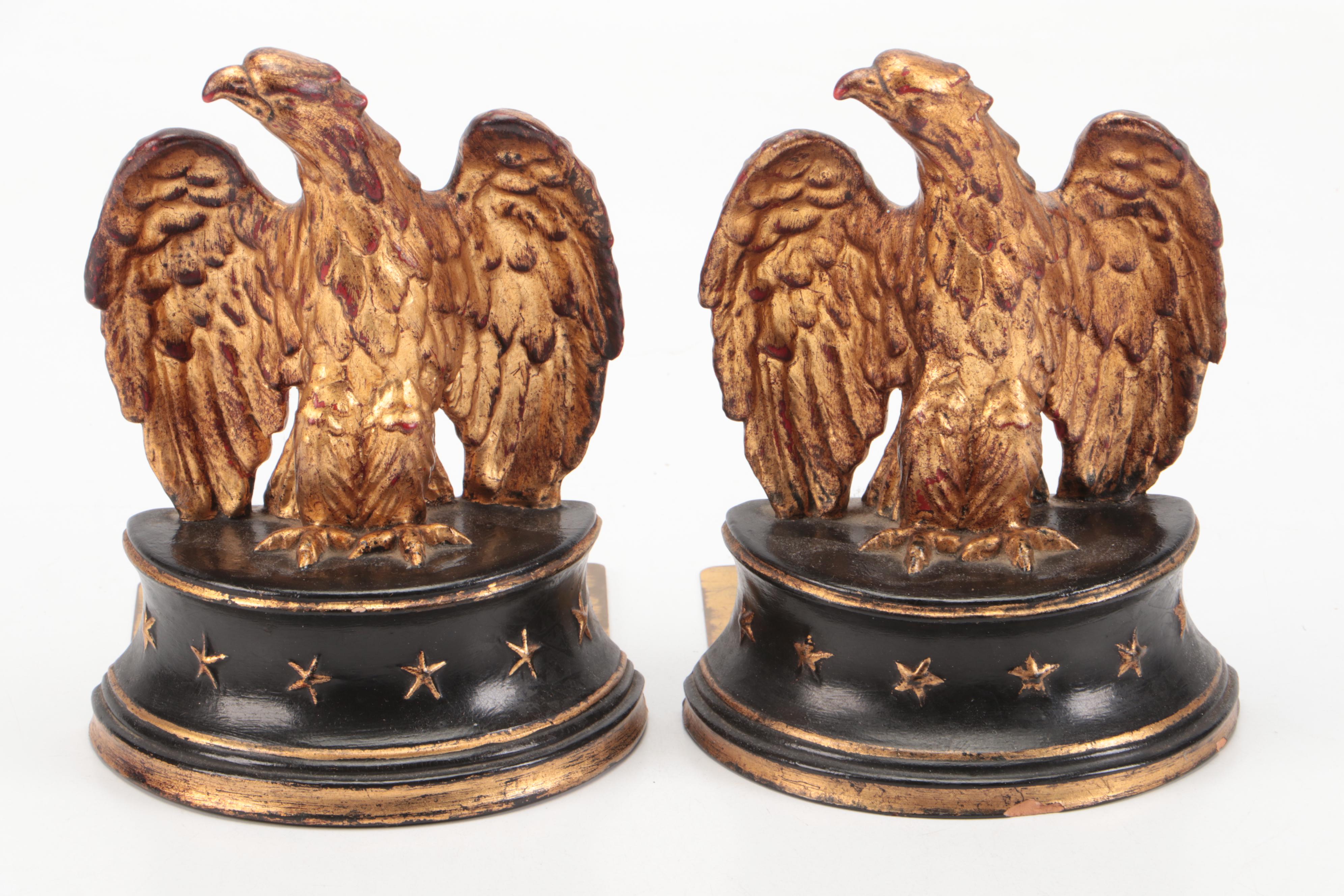 Pair of Italian Giltwood Eagle Bookends