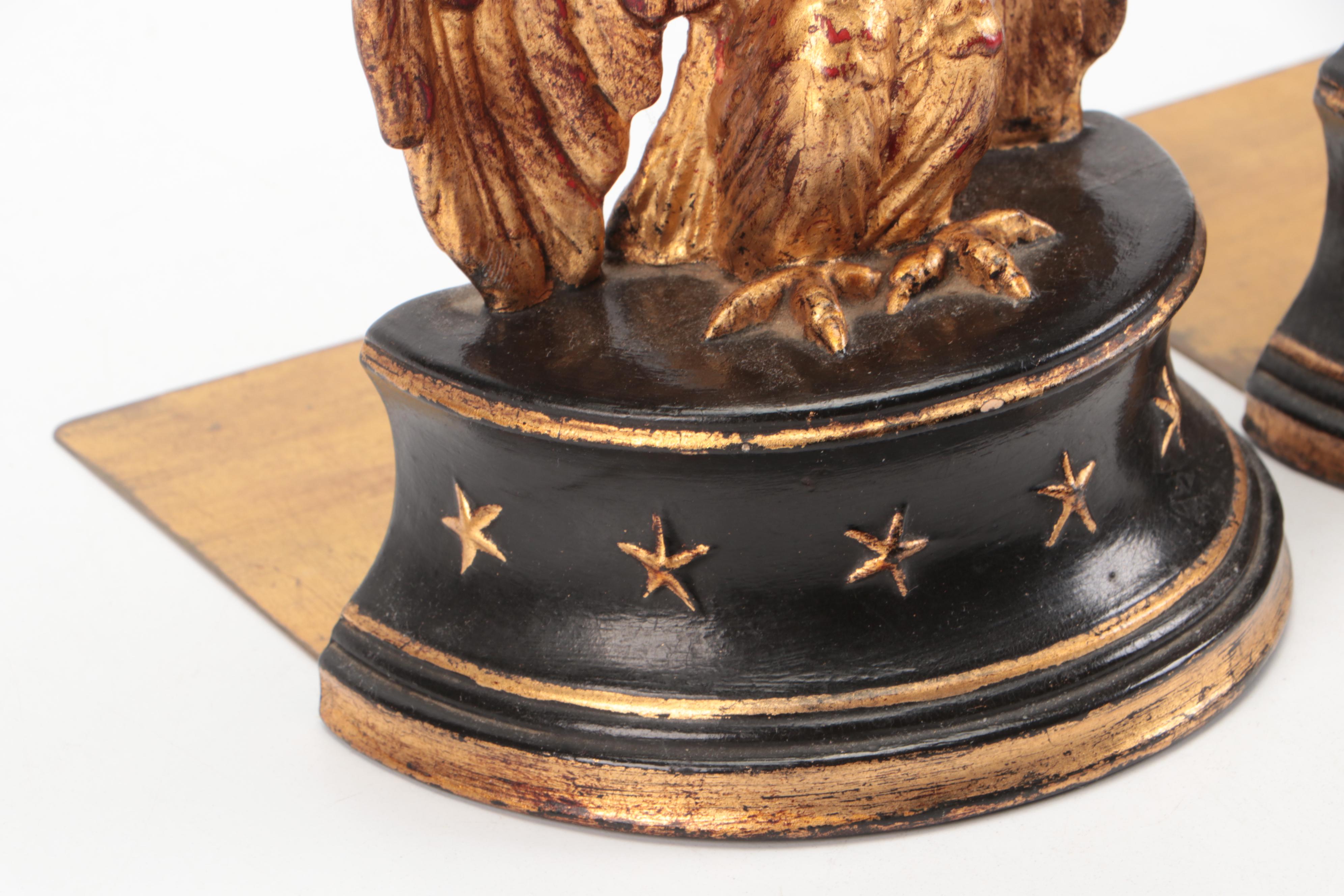 Pair of Italian Giltwood Eagle Bookends