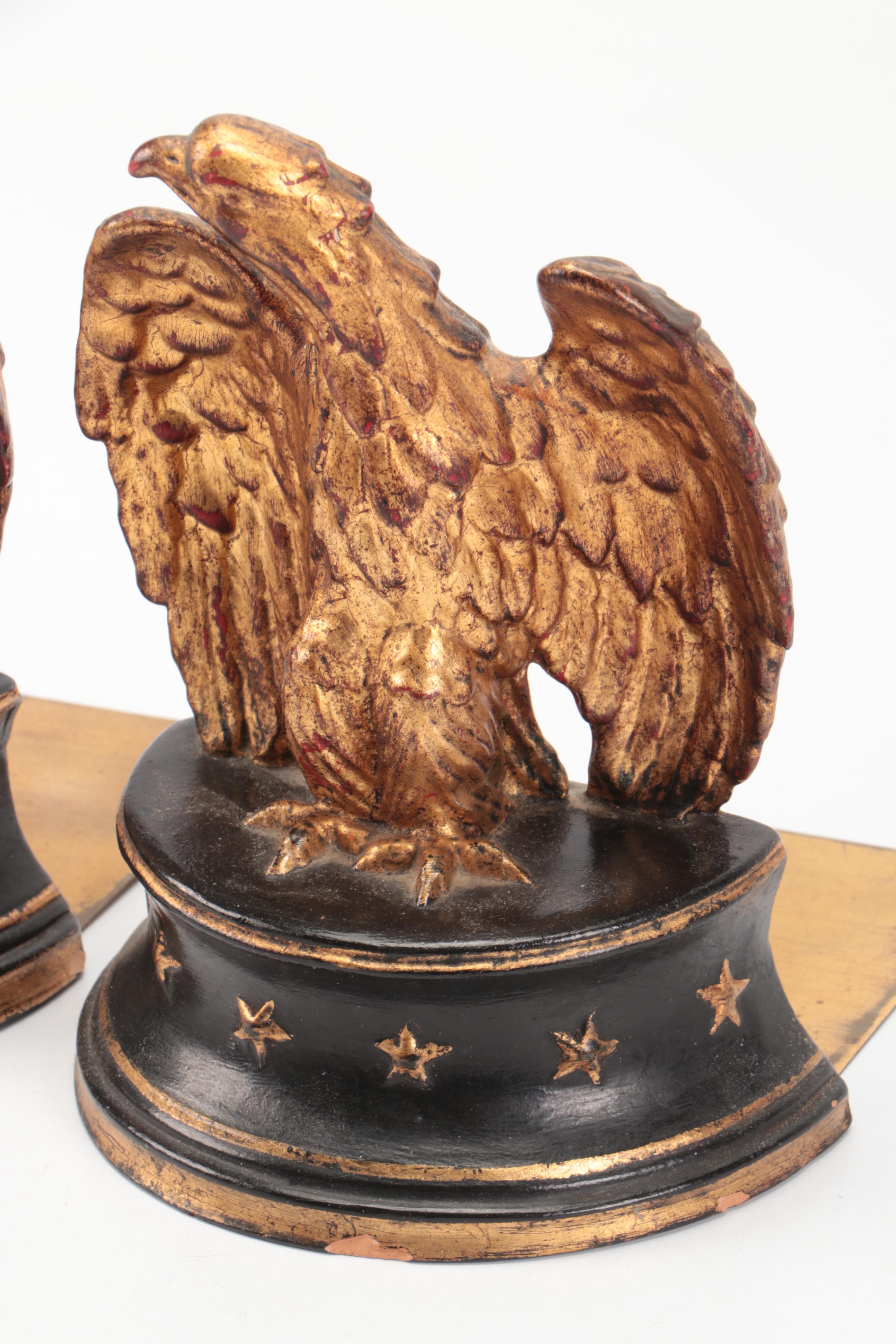 Pair of Italian Giltwood Eagle Bookends