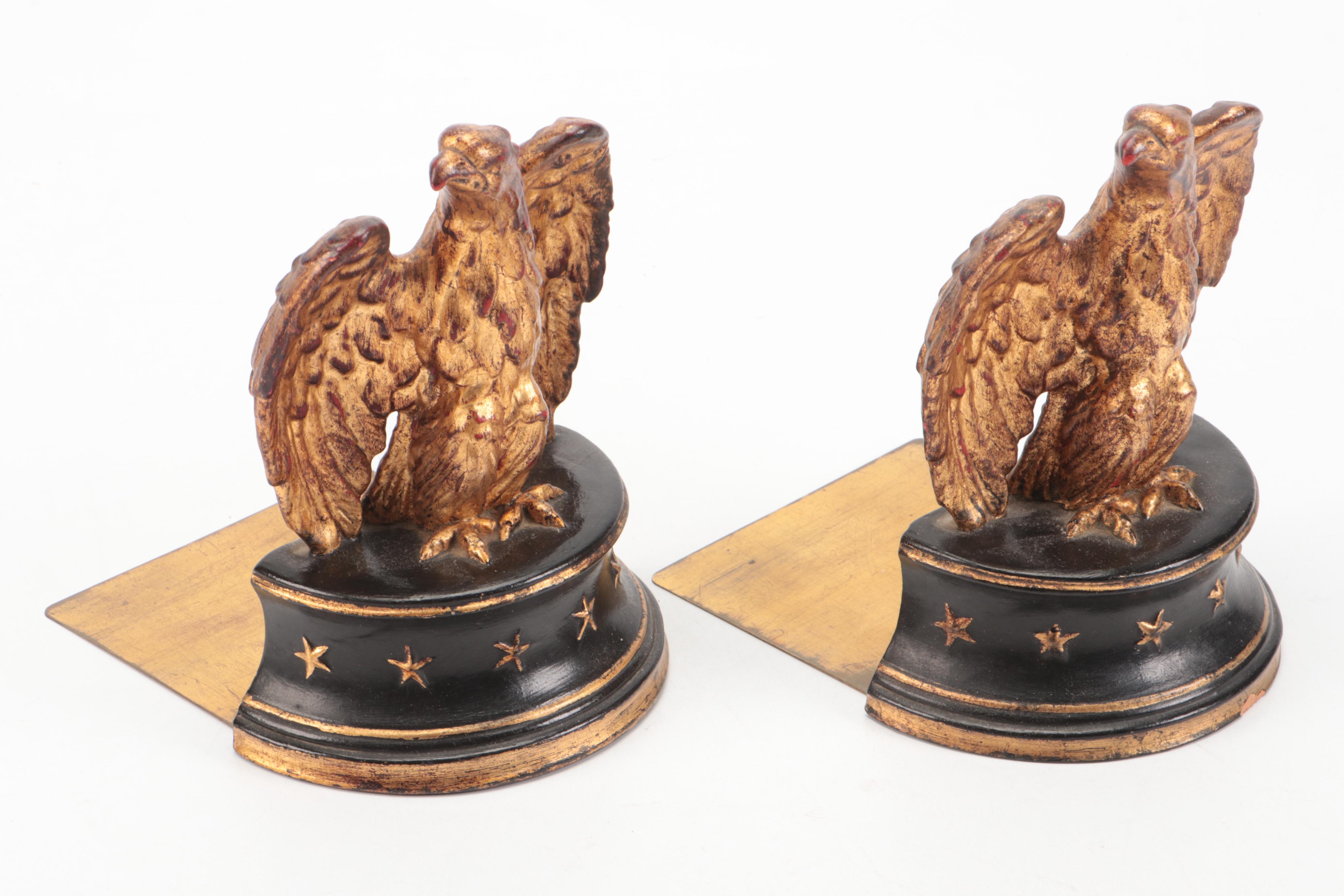 Pair of Italian Giltwood Eagle Bookends