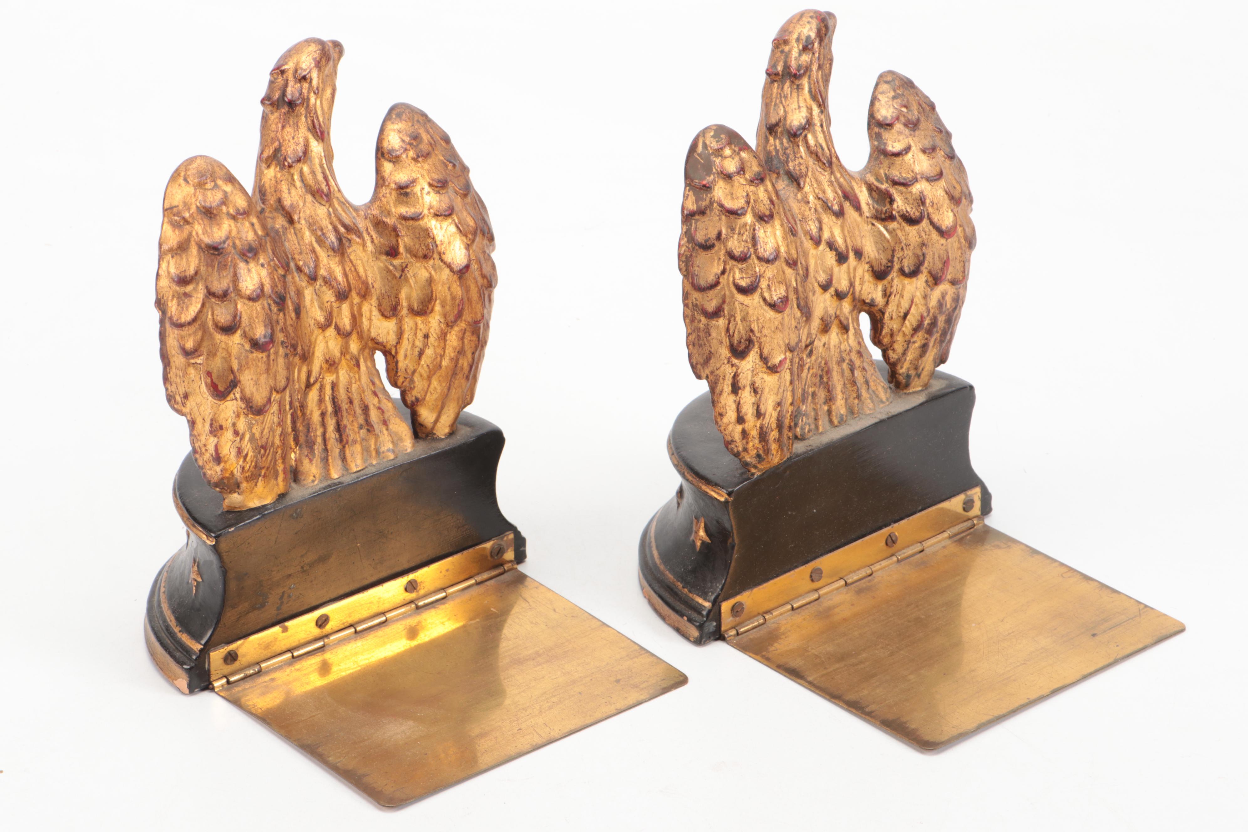 Pair of Italian Giltwood Eagle Bookends