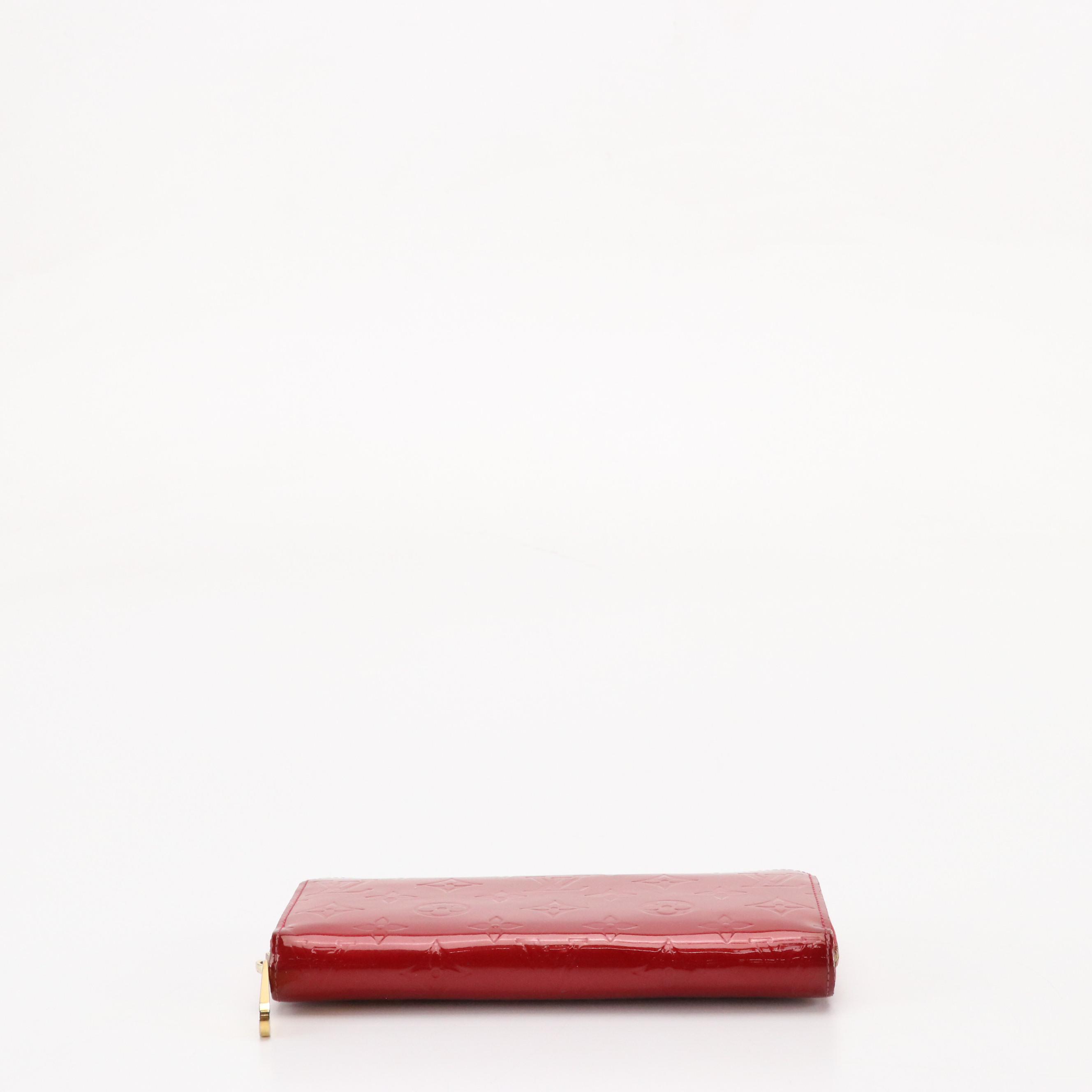 Louis Vuitton Zippy Wallet in Monogram Rouge Grenadine Vernis Leather with Box