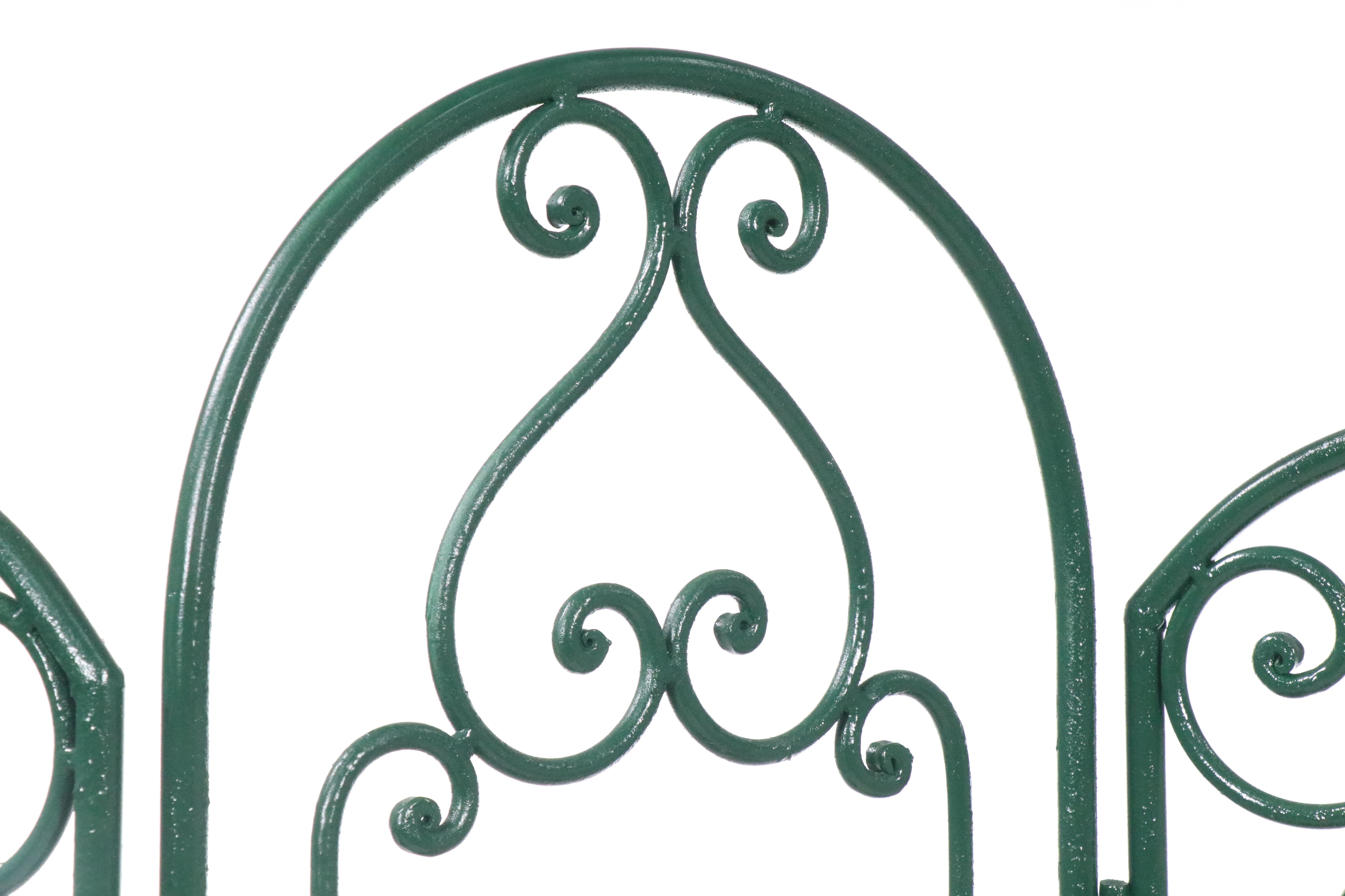 Green-Painted Wrought Metal Three-Panel Plant Stand Screen