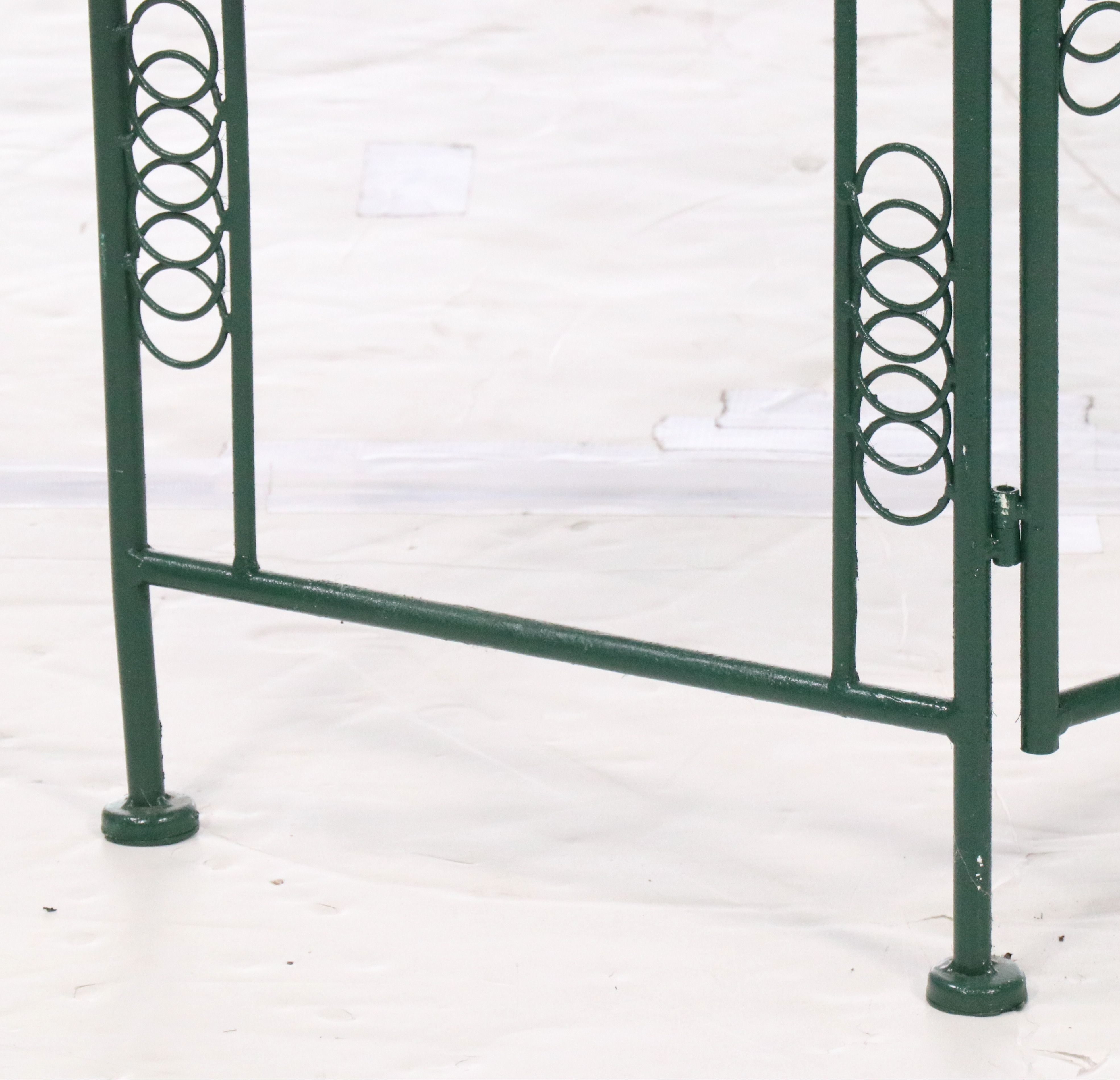 Green-Painted Wrought Metal Three-Panel Plant Stand Screen