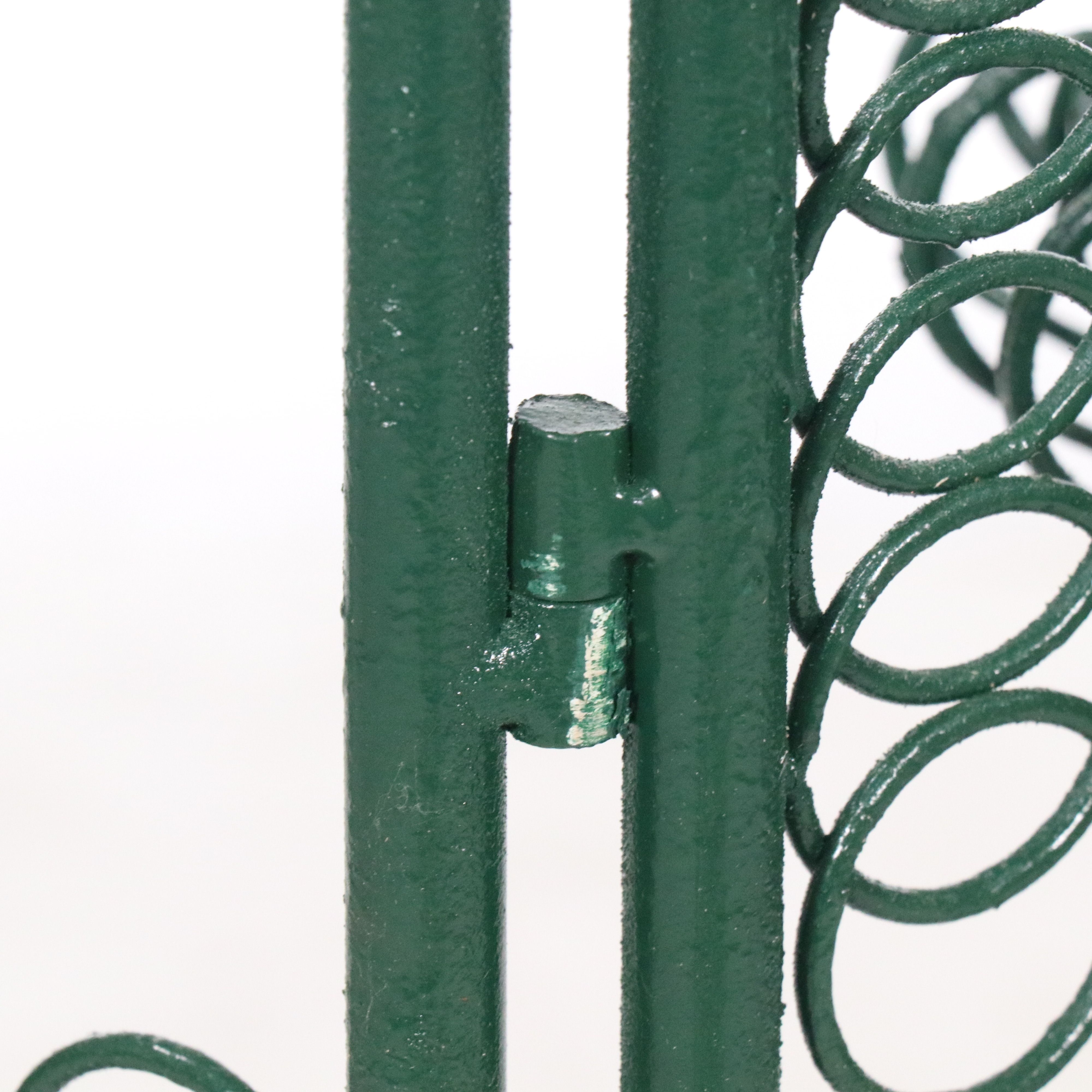 Green-Painted Wrought Metal Three-Panel Plant Stand Screen