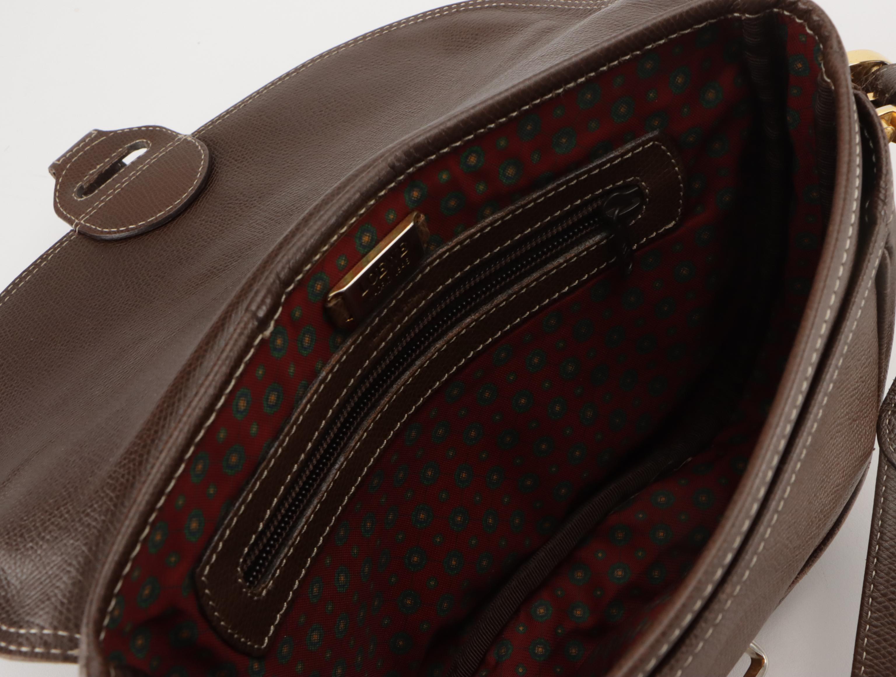 Loewe Vintage Anagram Embossed Crossbody Saddle Bag in Brown Leather, With Box