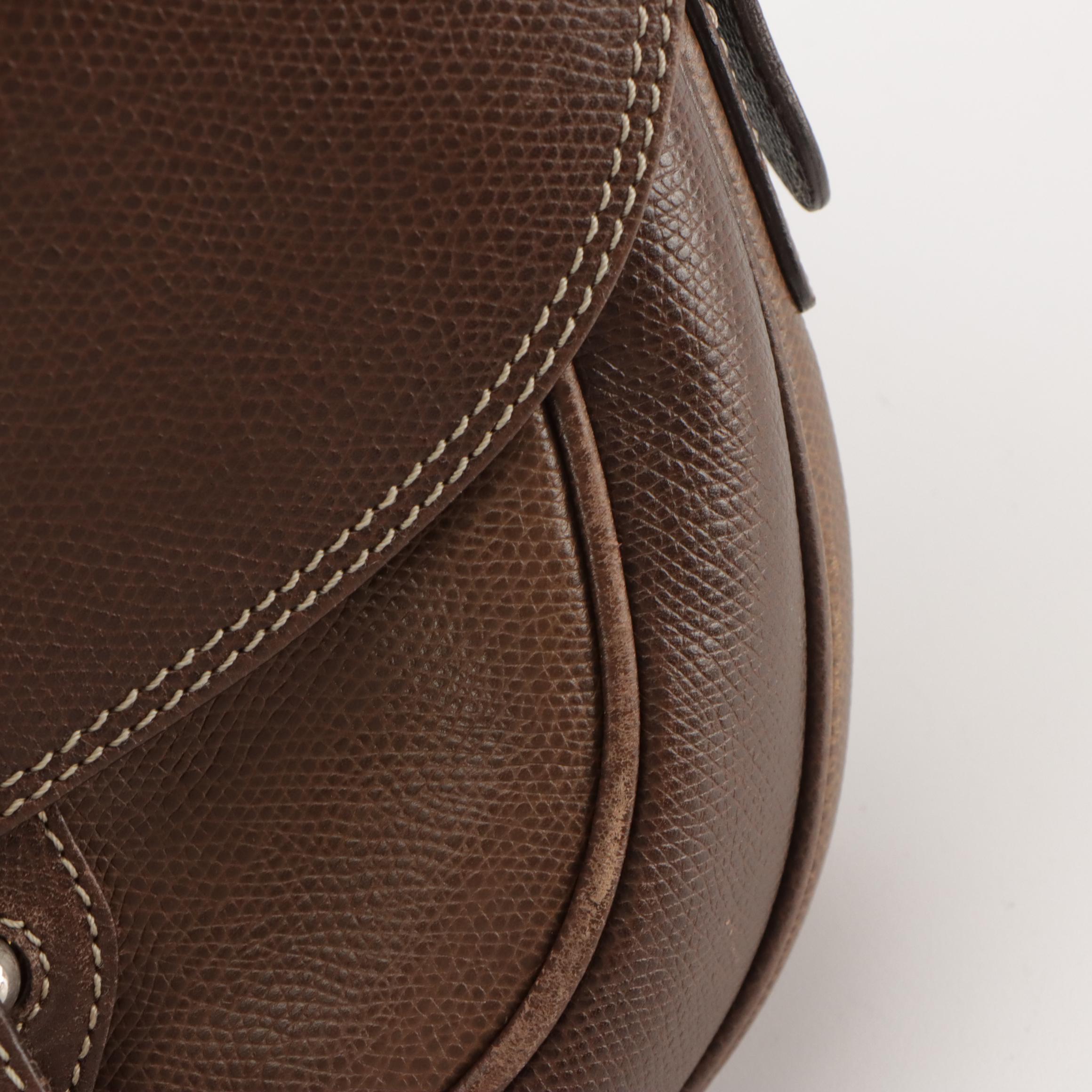 Loewe Vintage Anagram Embossed Crossbody Saddle Bag in Brown Leather, With Box