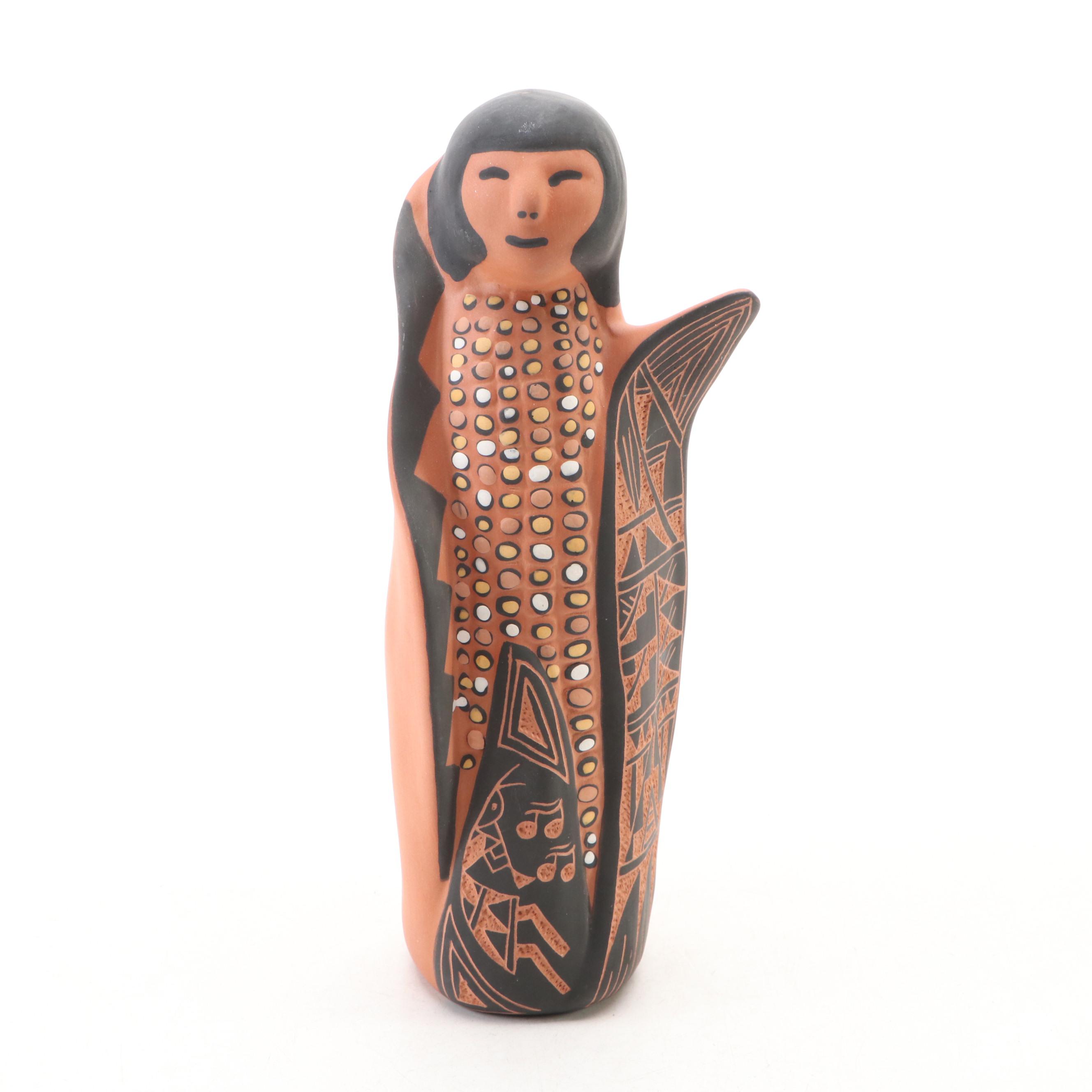 Southwestern Style Corn Maiden Figurine with Wedding Vase and Pot