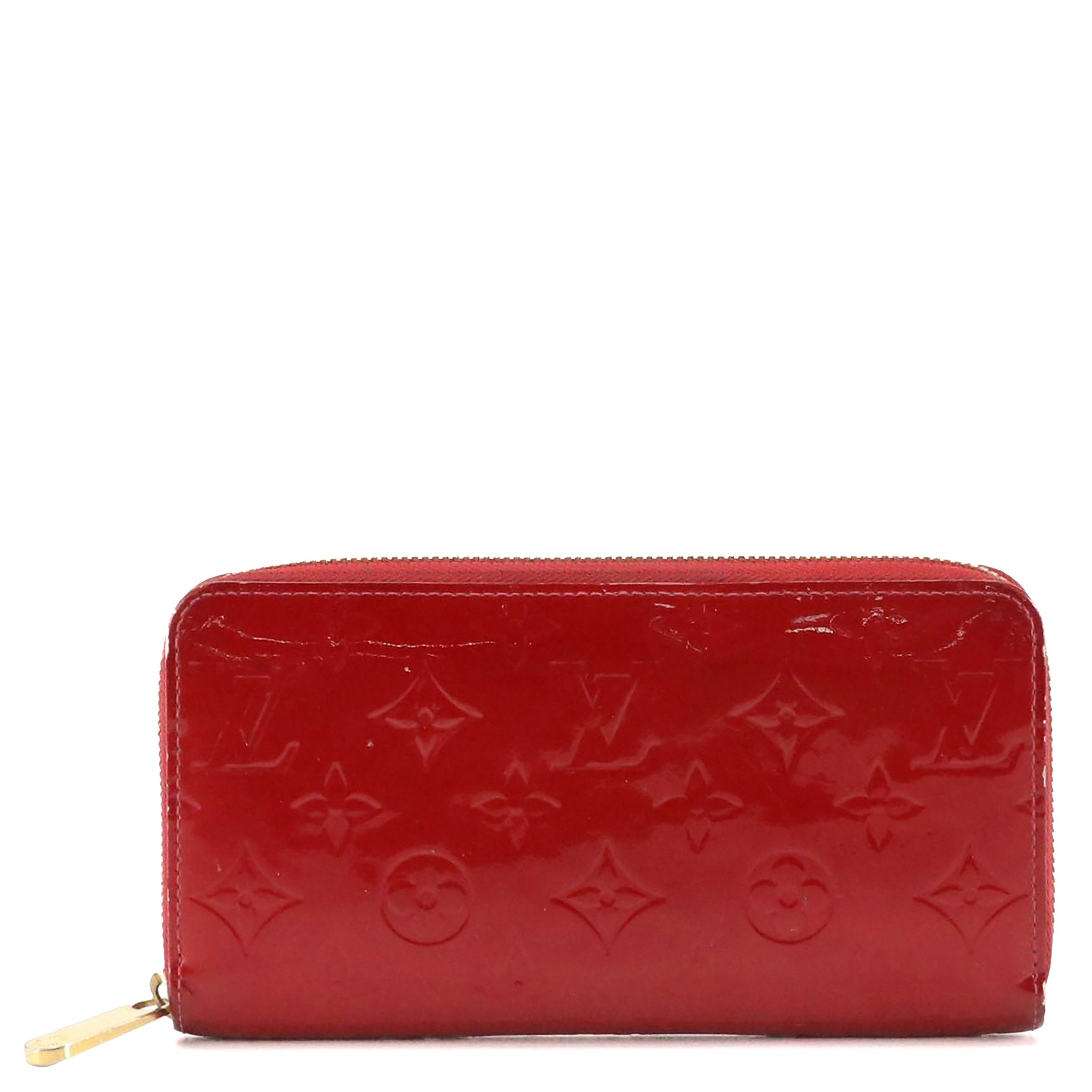 Louis Vuitton Zippy Wallet in Monogram Rouge Grenadine Vernis Leather with Box