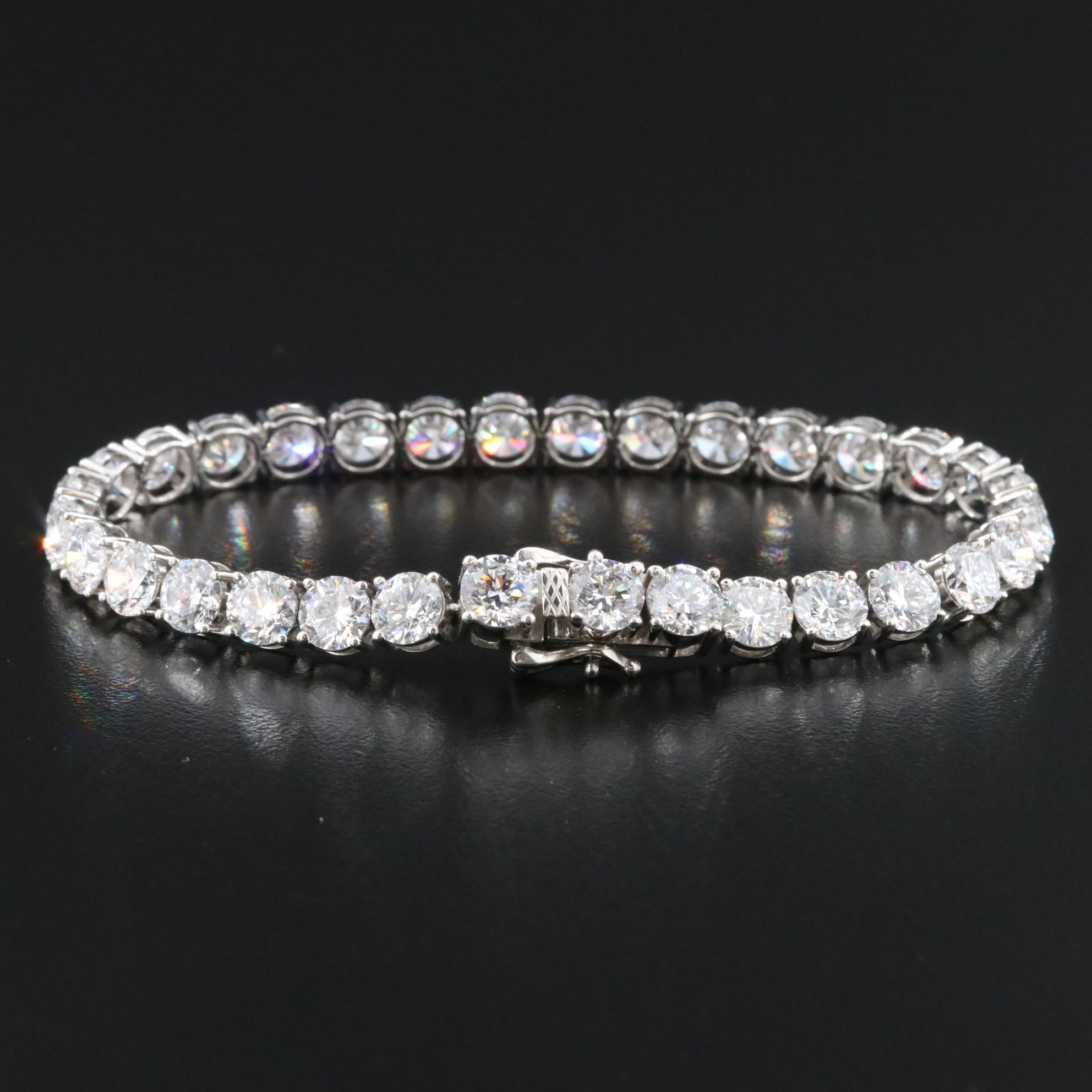 Platinum 21.88 CTW Lab Grown Diamond Line Bracelet