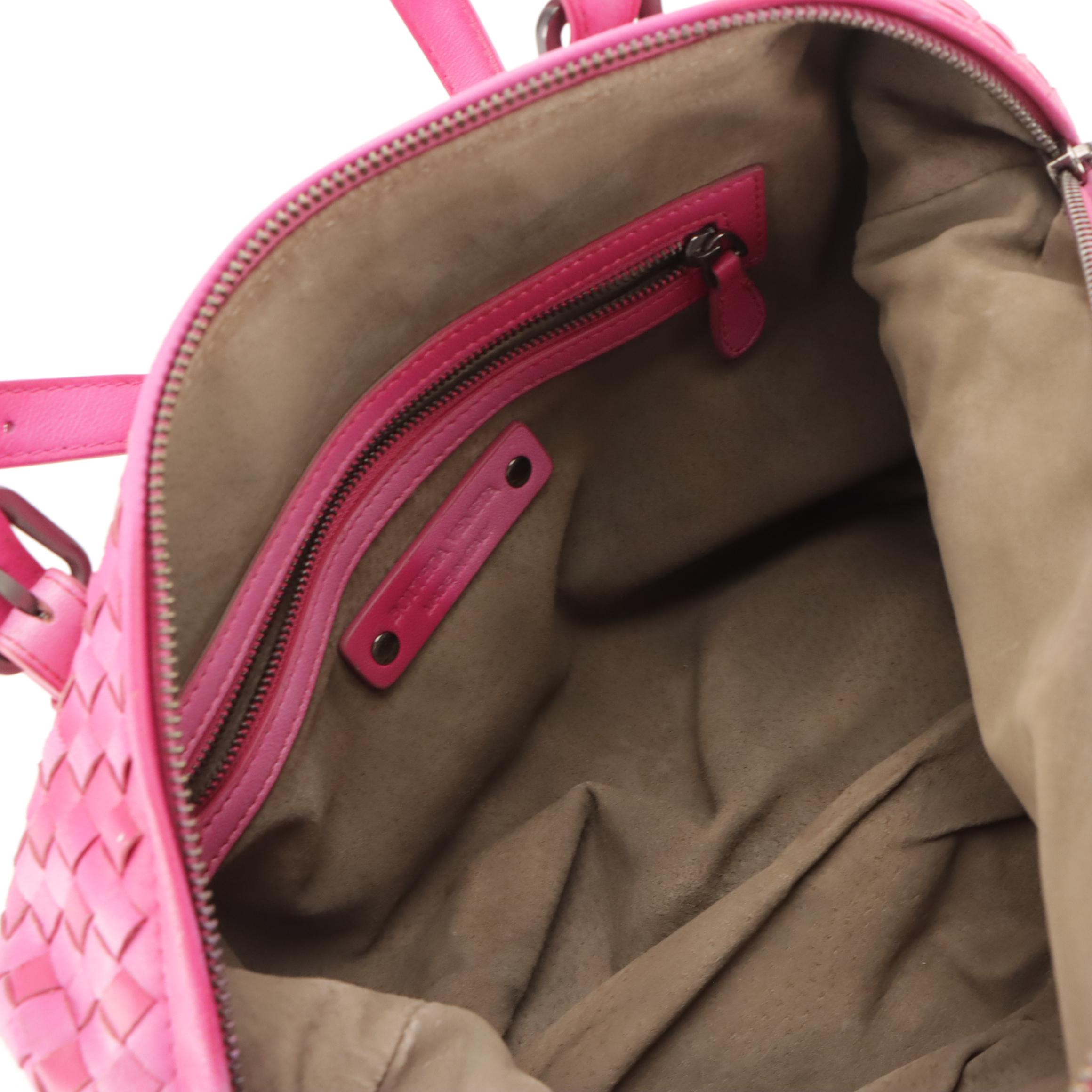 Bottega Veneta Montaigne Shoulder Satchel in Hot Pink Intrecciato Nappa Leather