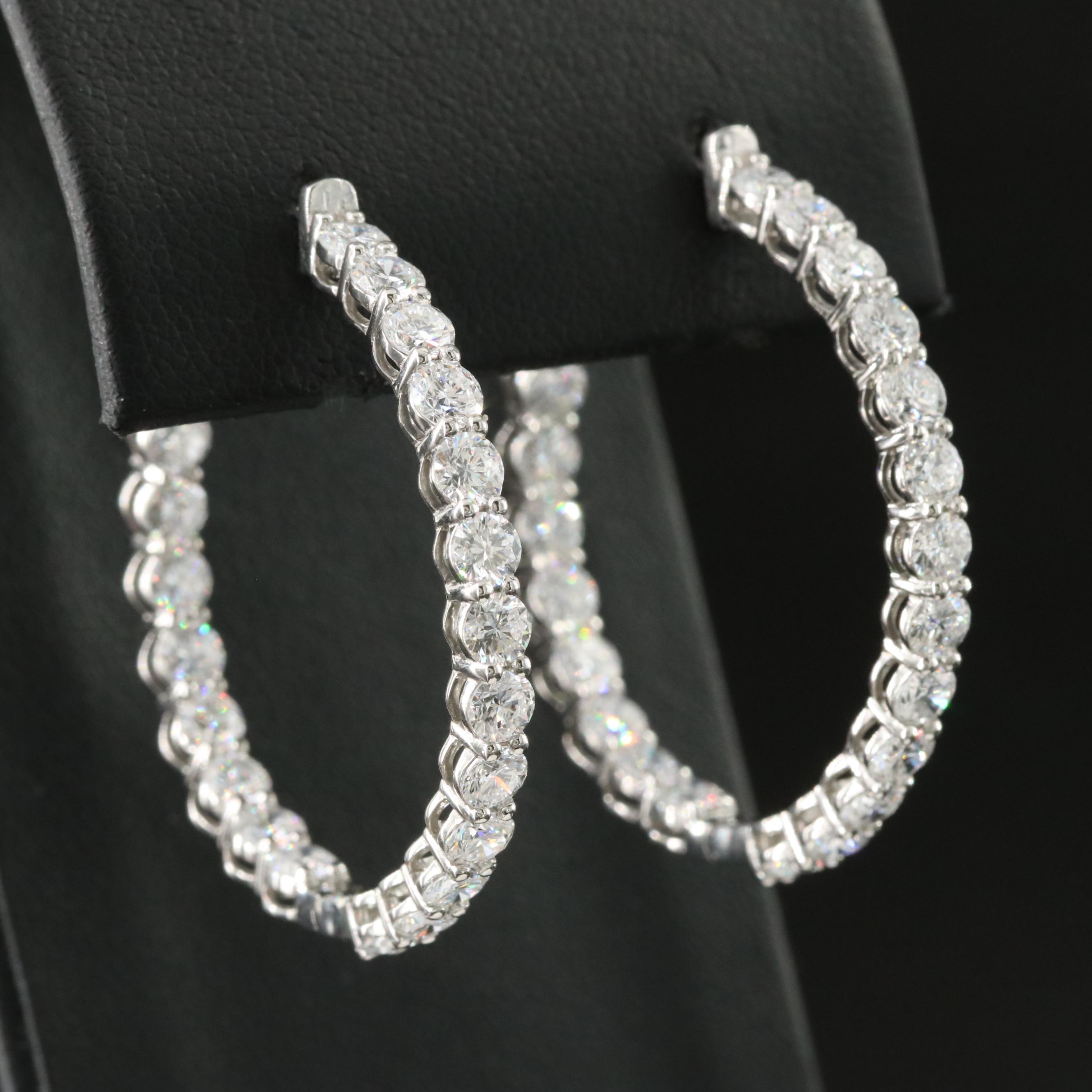 Platinum 5.53 CTW Lab Grown Diamond Inside Out Hoop Earrings