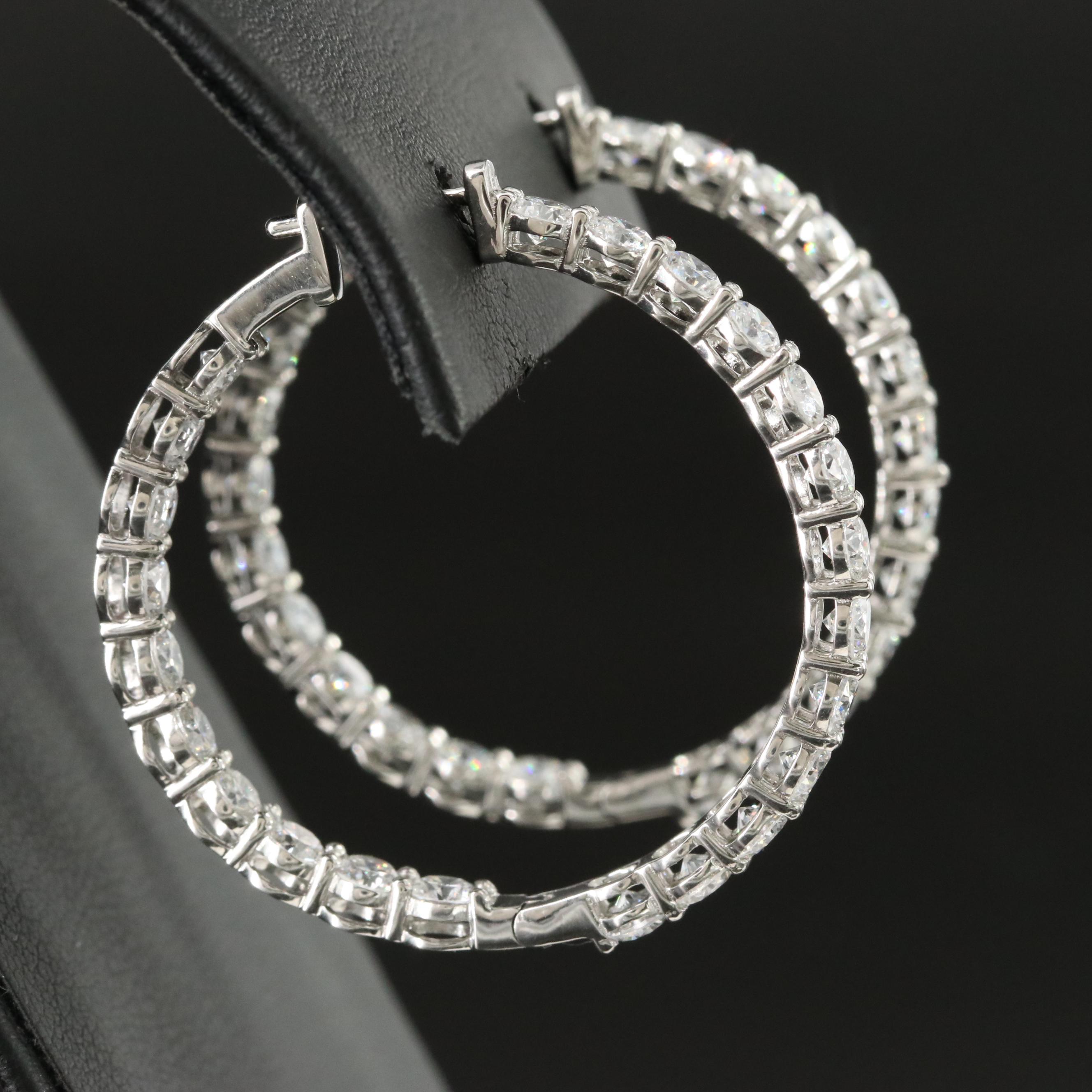 Platinum 5.53 CTW Lab Grown Diamond Inside Out Hoop Earrings