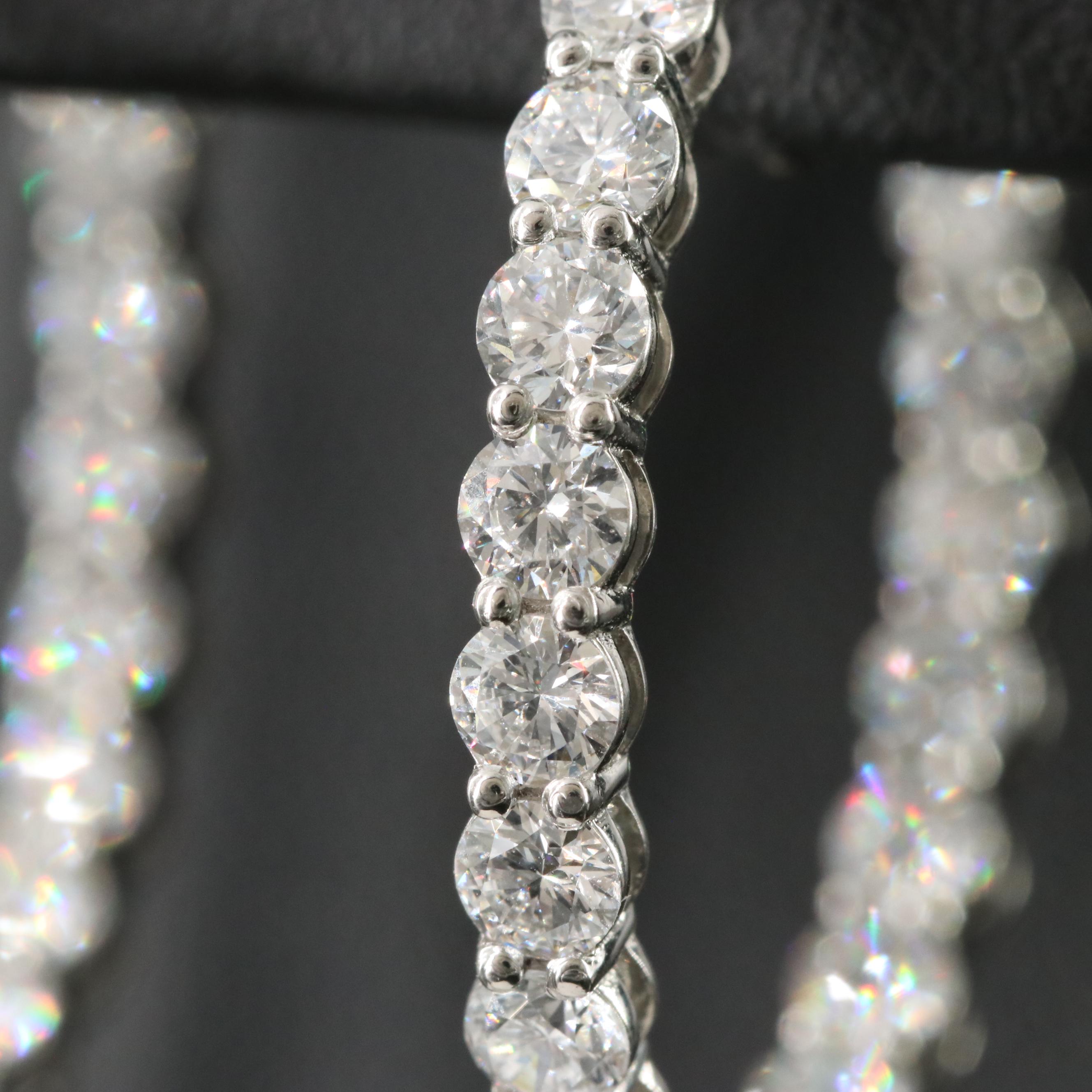 Platinum 5.53 CTW Lab Grown Diamond Inside Out Hoop Earrings