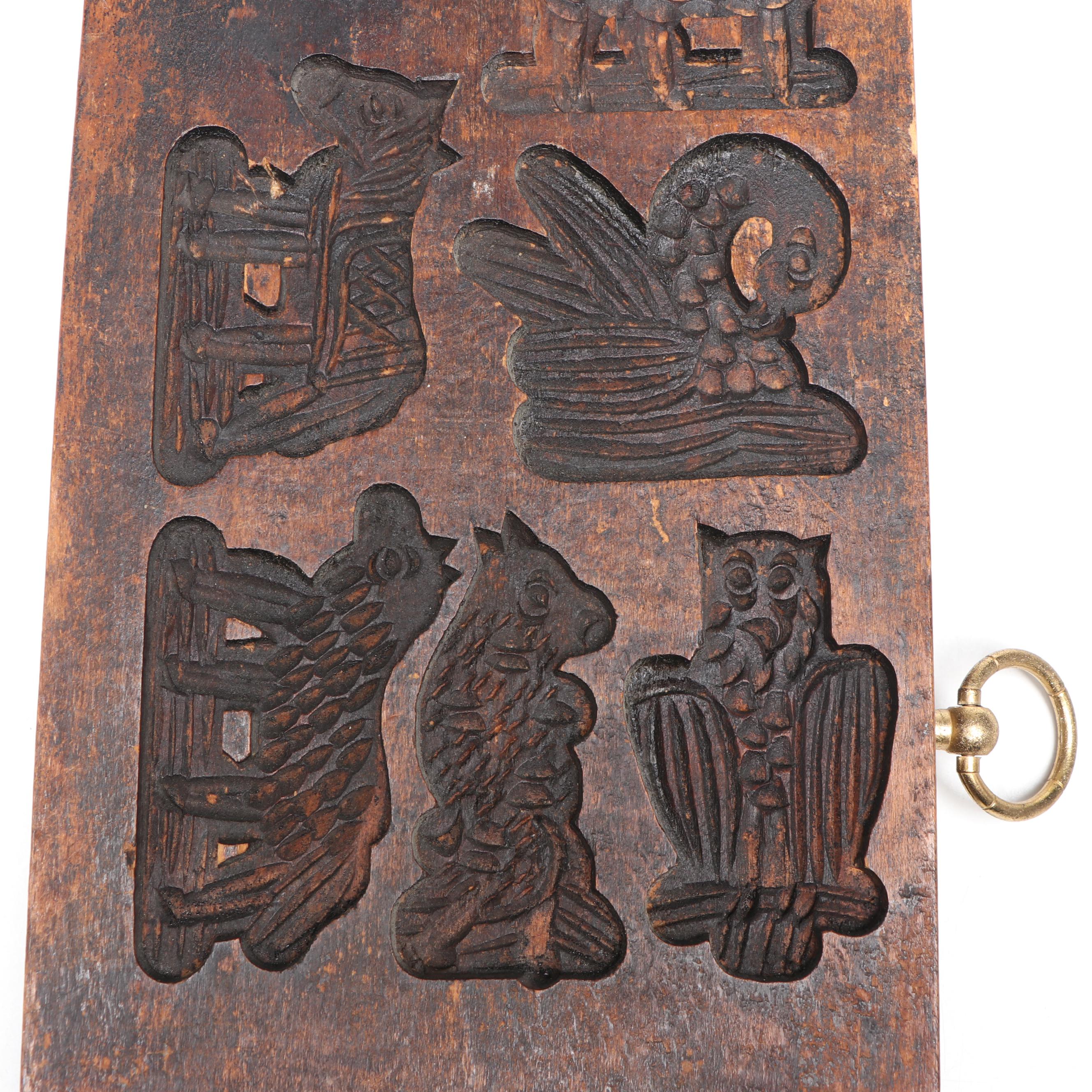 European Wood Carved Gingerbread Mold Repurposed Hanging Wall Décor