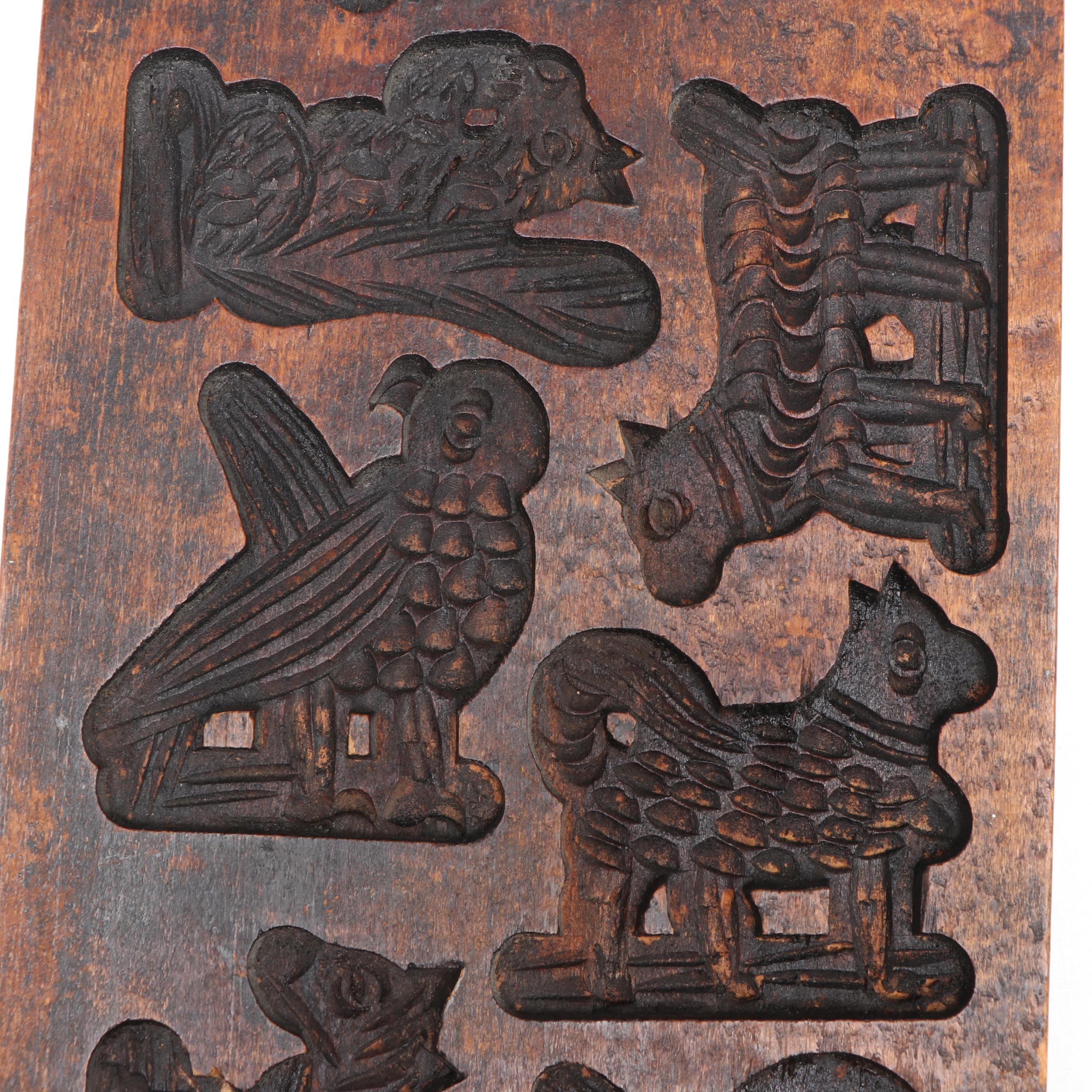 European Wood Carved Gingerbread Mold Repurposed Hanging Wall Décor