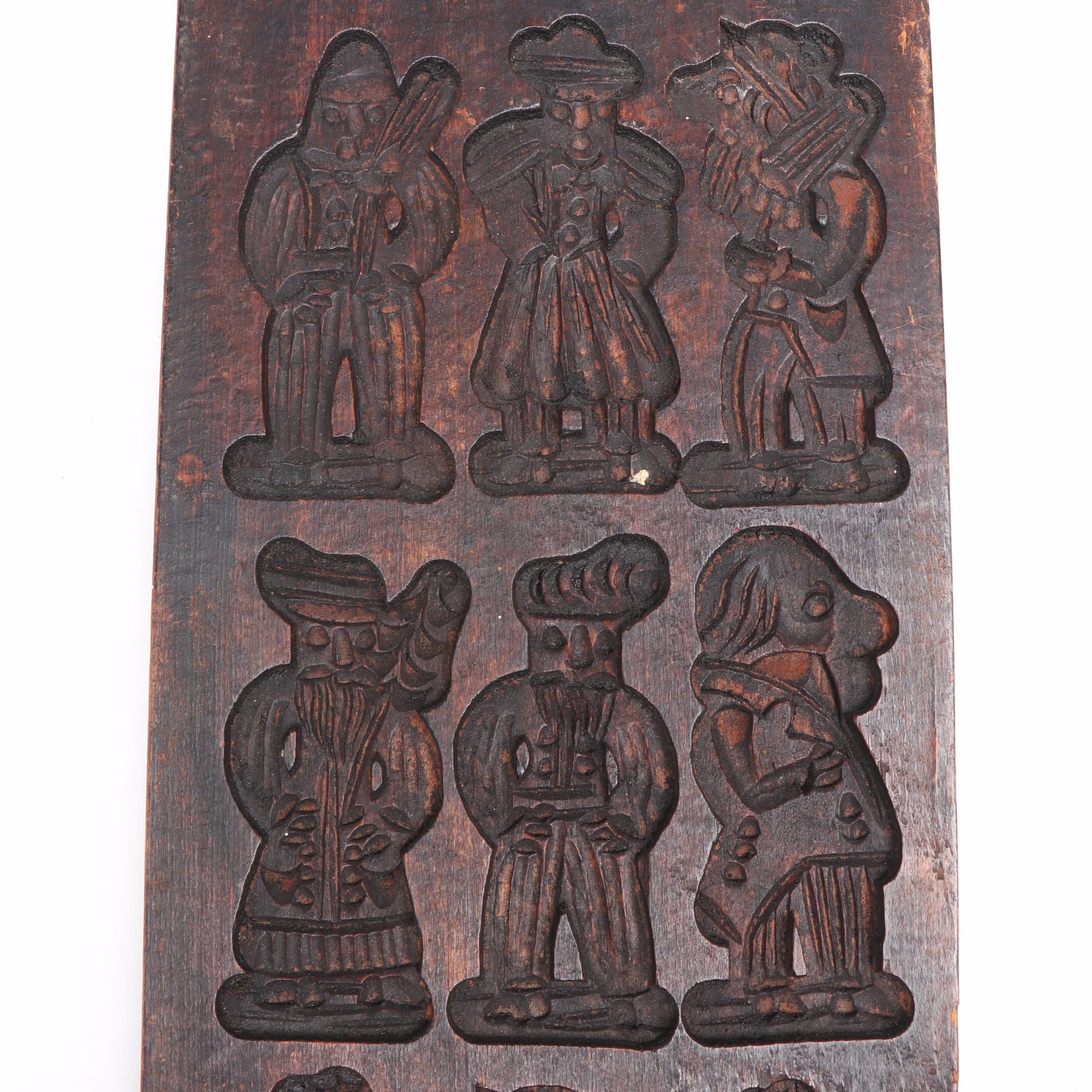 European Wood Carved Gingerbread Mold Repurposed Hanging Wall Décor