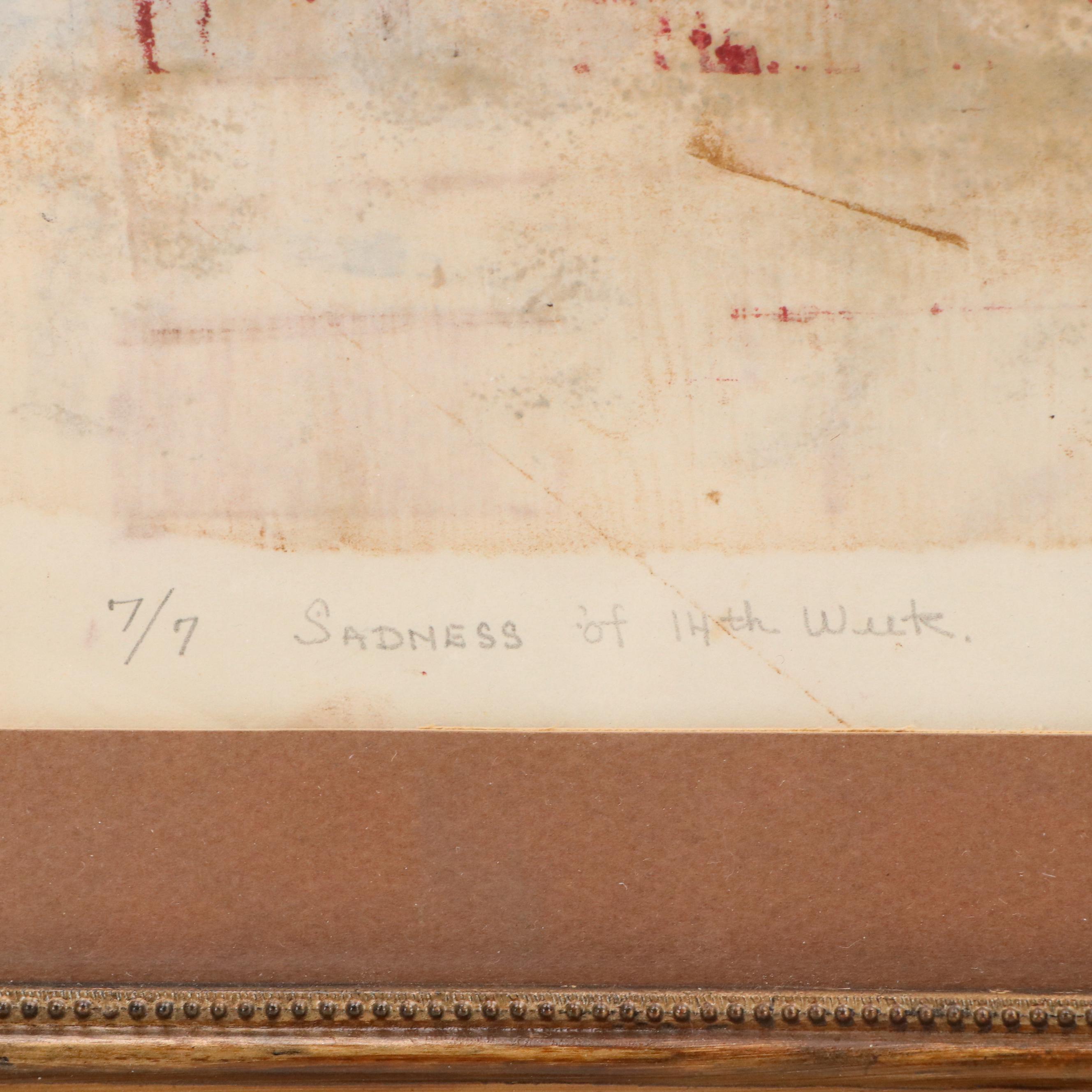 E. Villari Figurative Relief Print "Sadness of 14th Week"