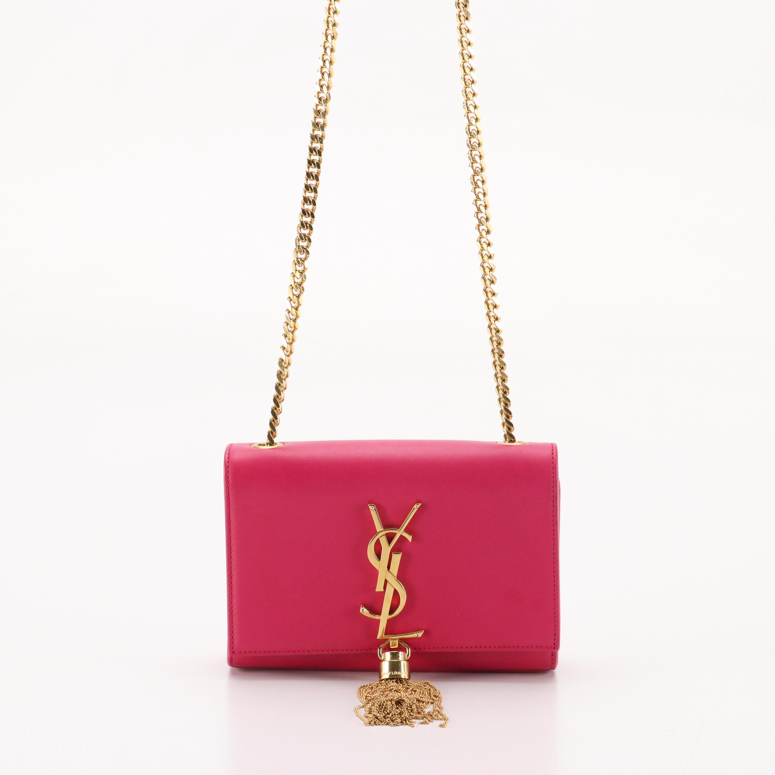 Saint Laurent Kate Small Crossbody in Dark Pink Leather