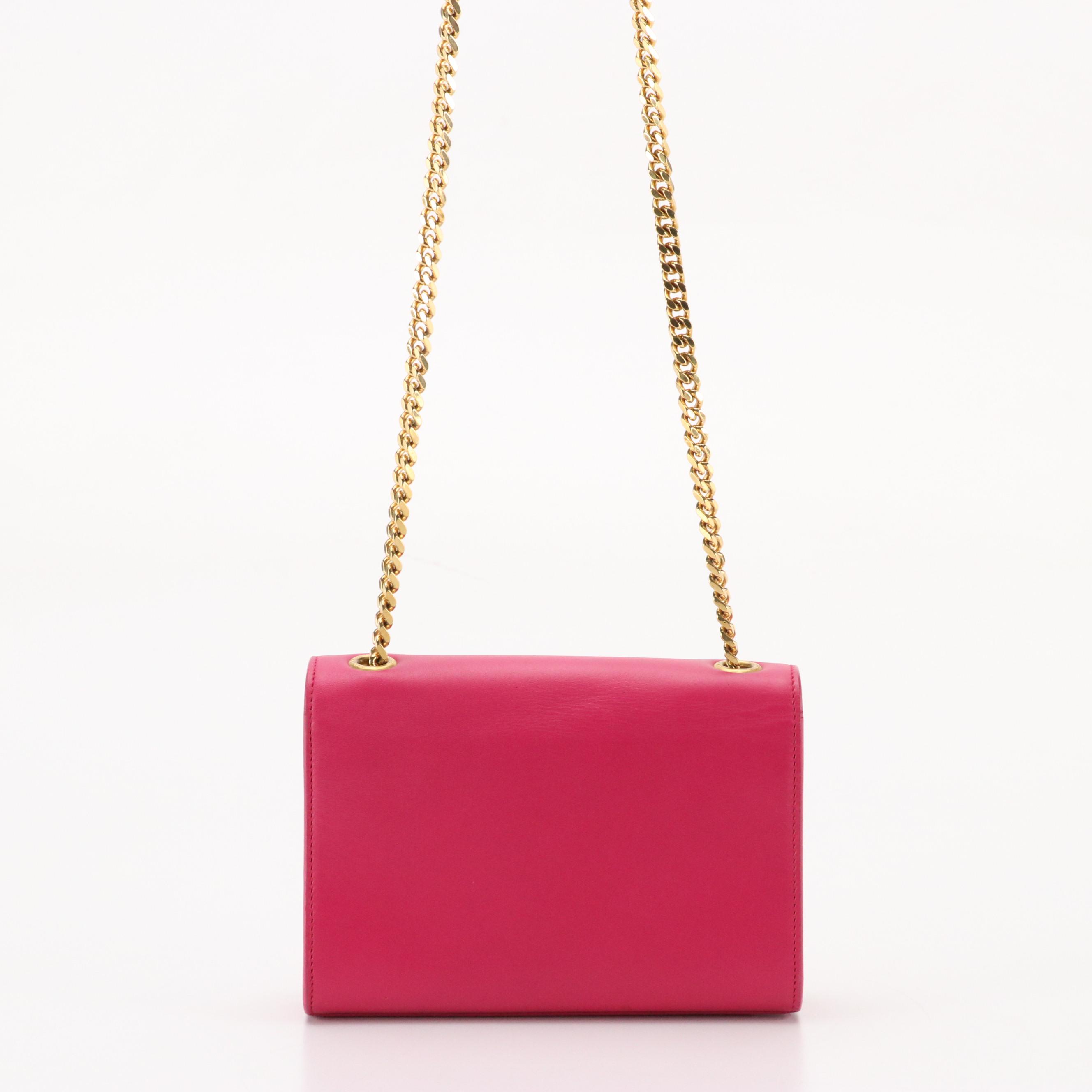 Saint Laurent Kate Small Crossbody in Dark Pink Leather