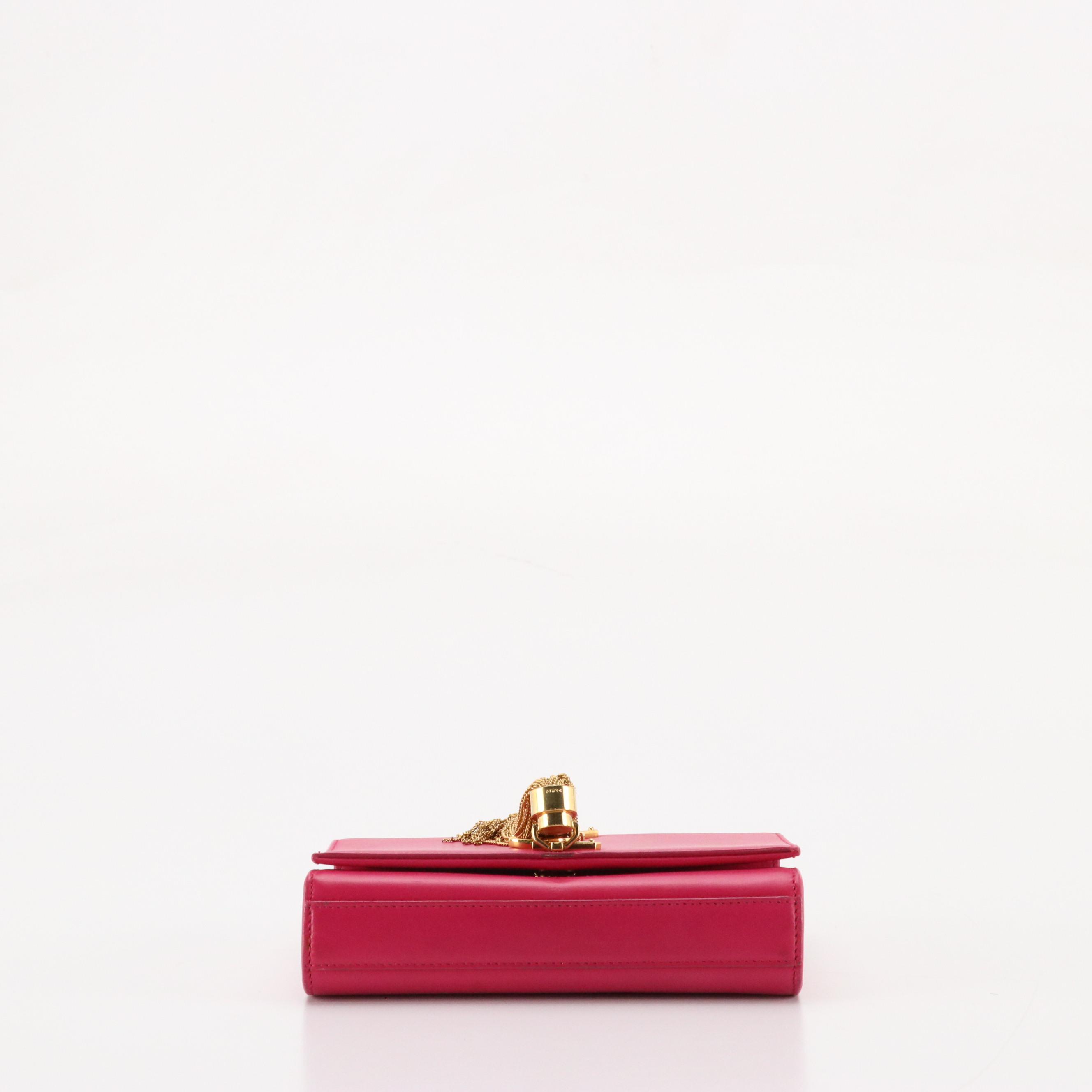 Saint Laurent Kate Small Crossbody in Dark Pink Leather