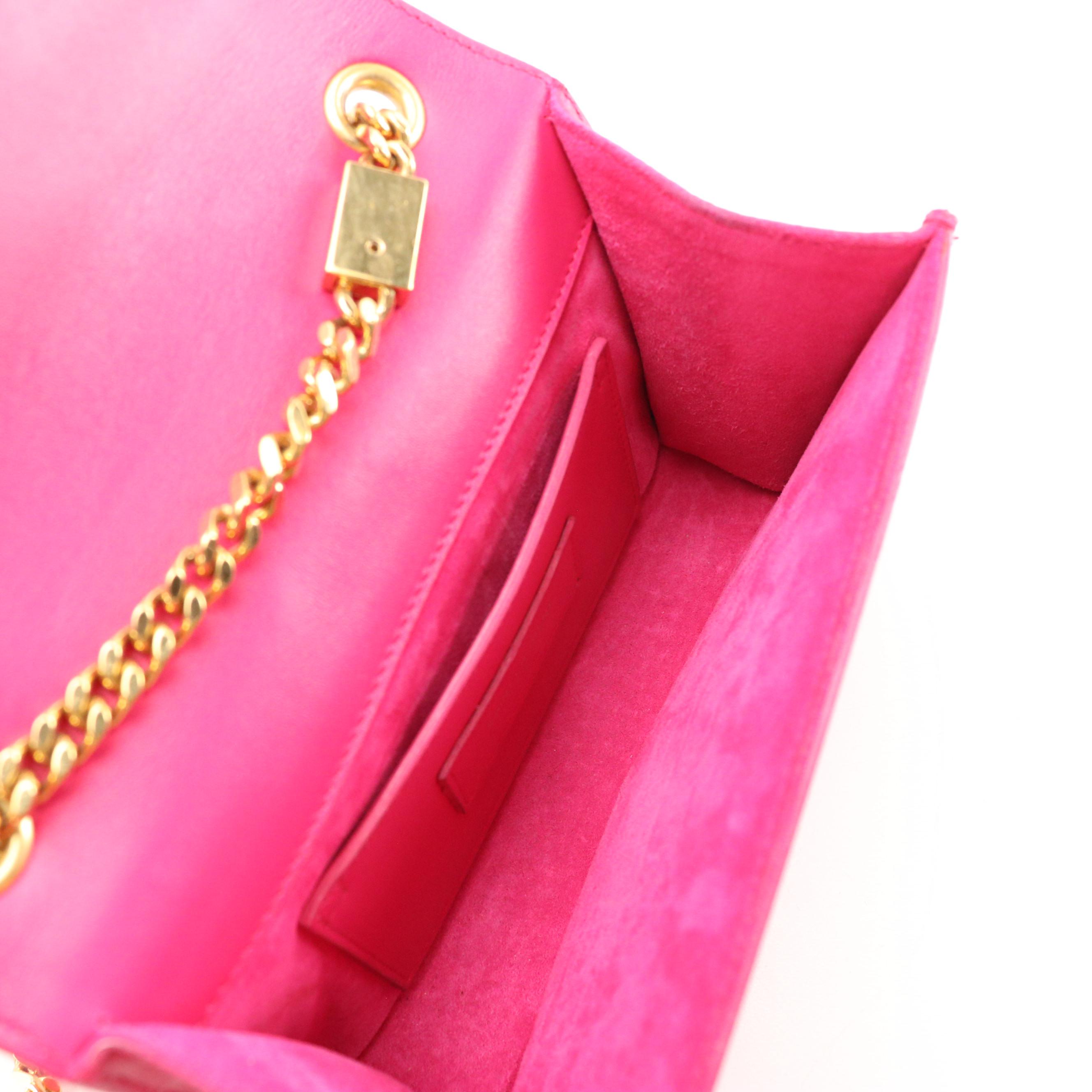 Saint Laurent Kate Small Crossbody in Dark Pink Leather