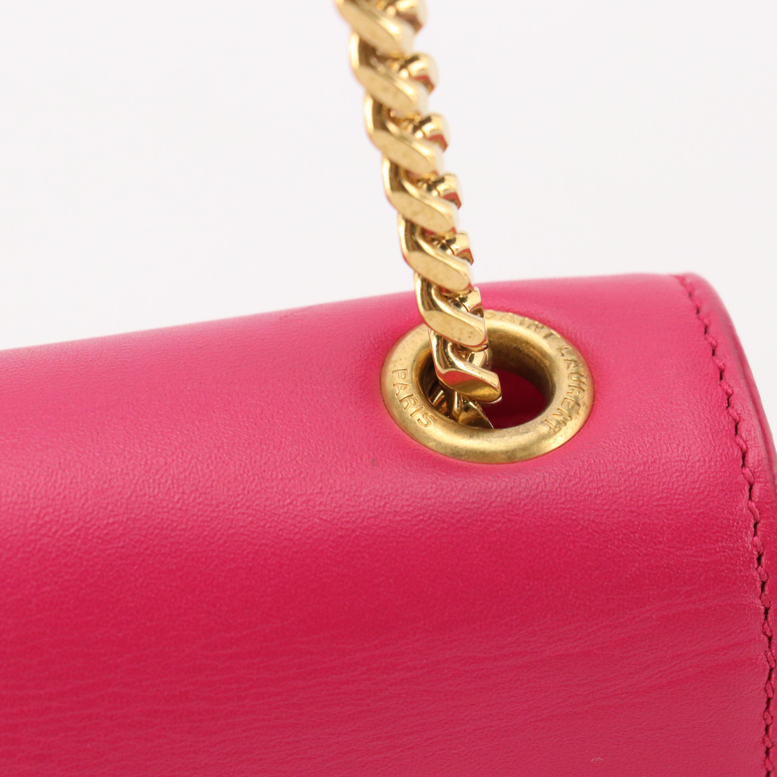 Saint Laurent Kate Small Crossbody in Dark Pink Leather