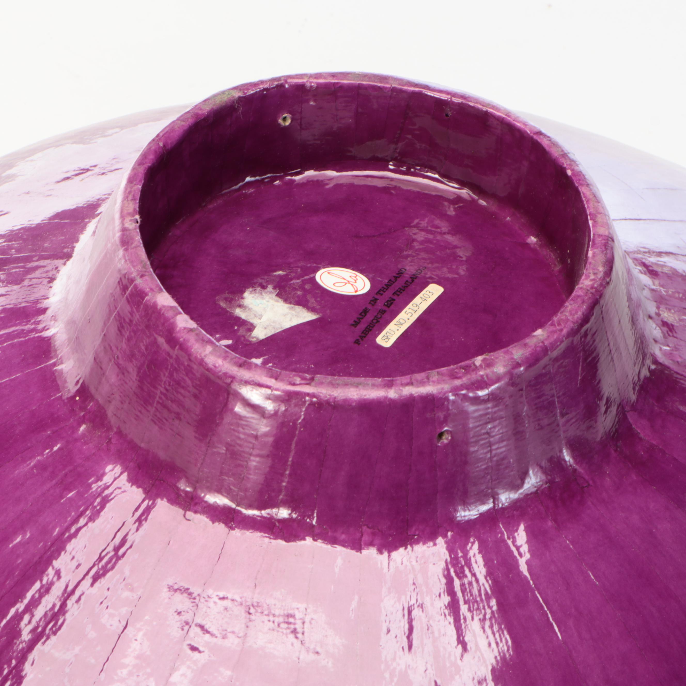 Thai Papier-Mâché Footed Bowl on Wooden Stand