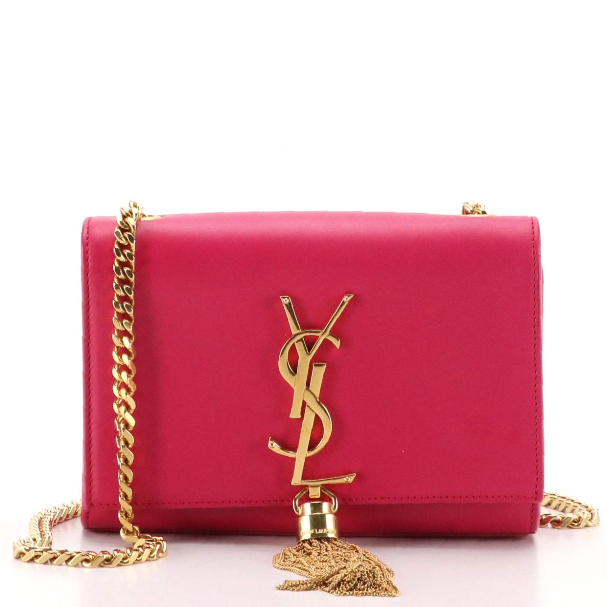 Saint Laurent Kate Small Crossbody in Dark Pink Leather