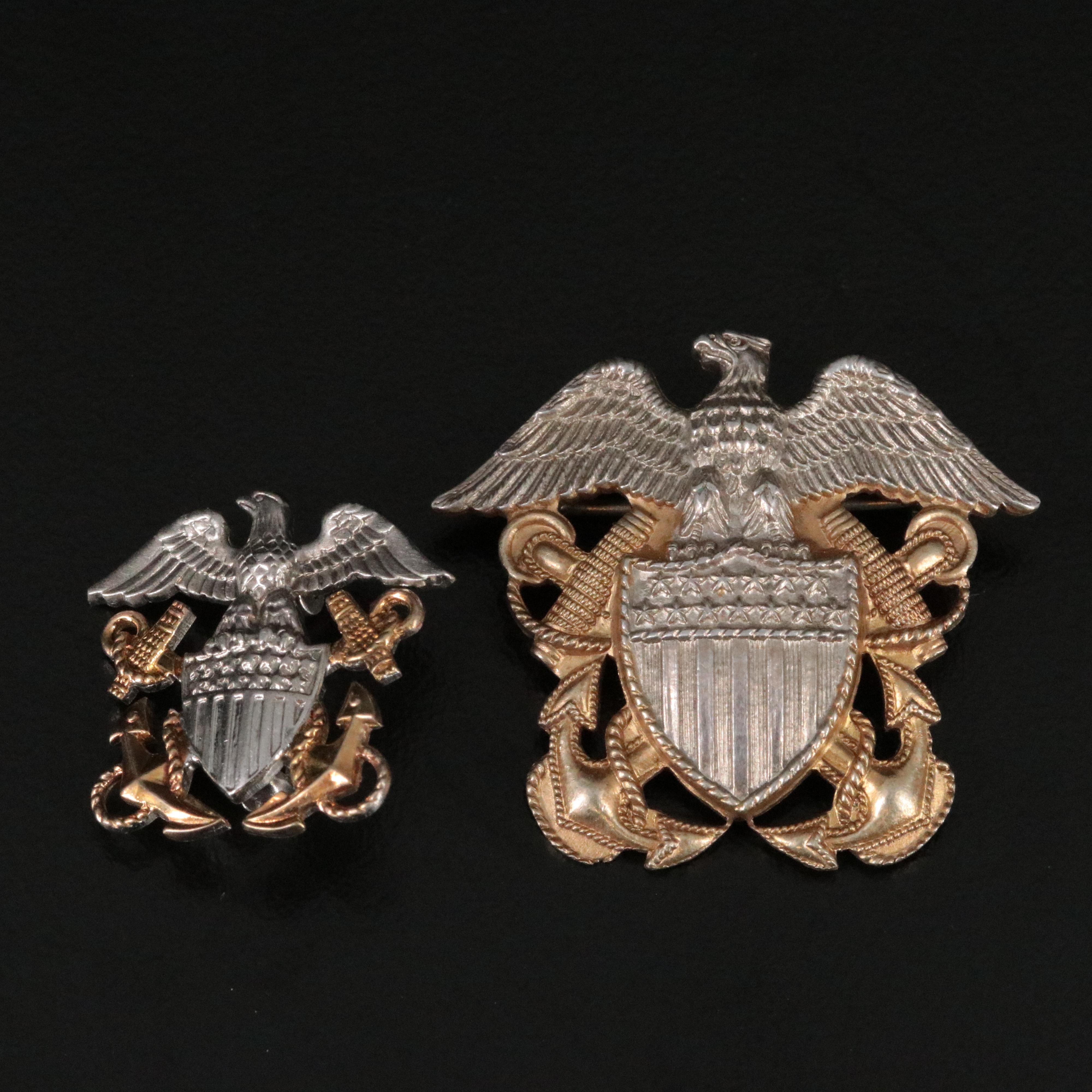 Sterling Navy Officer Style Pins Including Gold-Filled