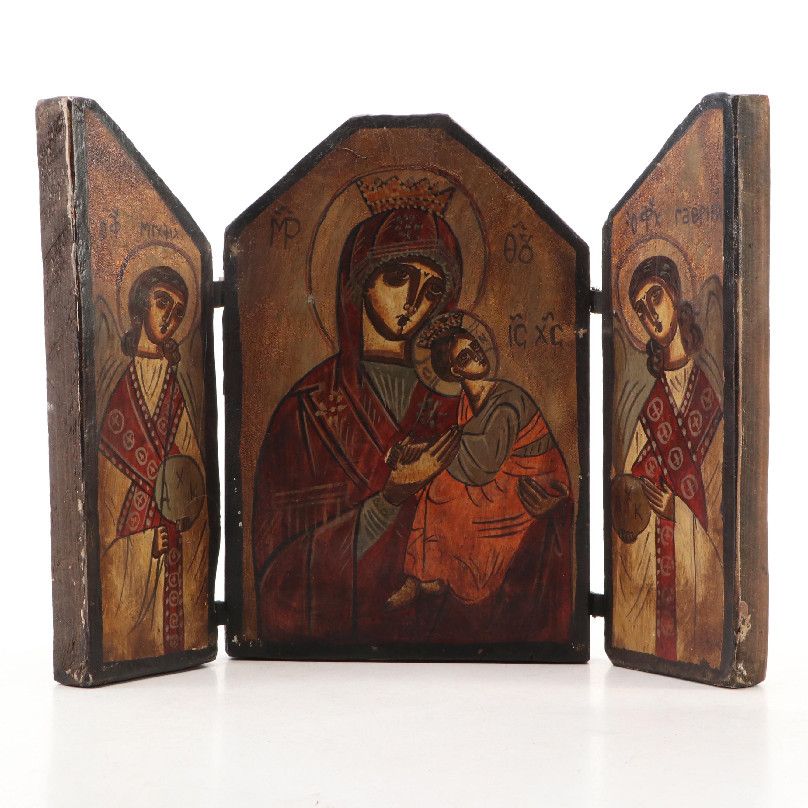 Wood Triptychs of the Madonna and Christ