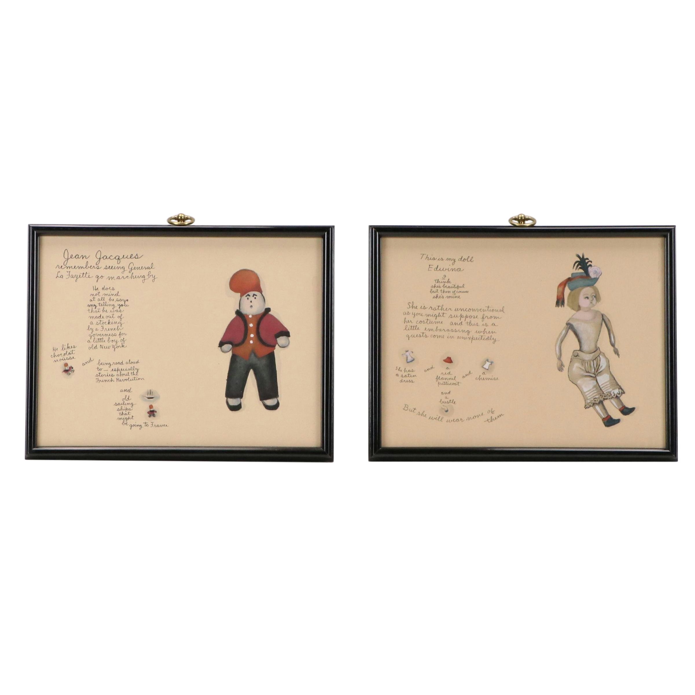 Hand-Colored Collotypes "Jean Jacques" and "This Is My Doll Edwina"