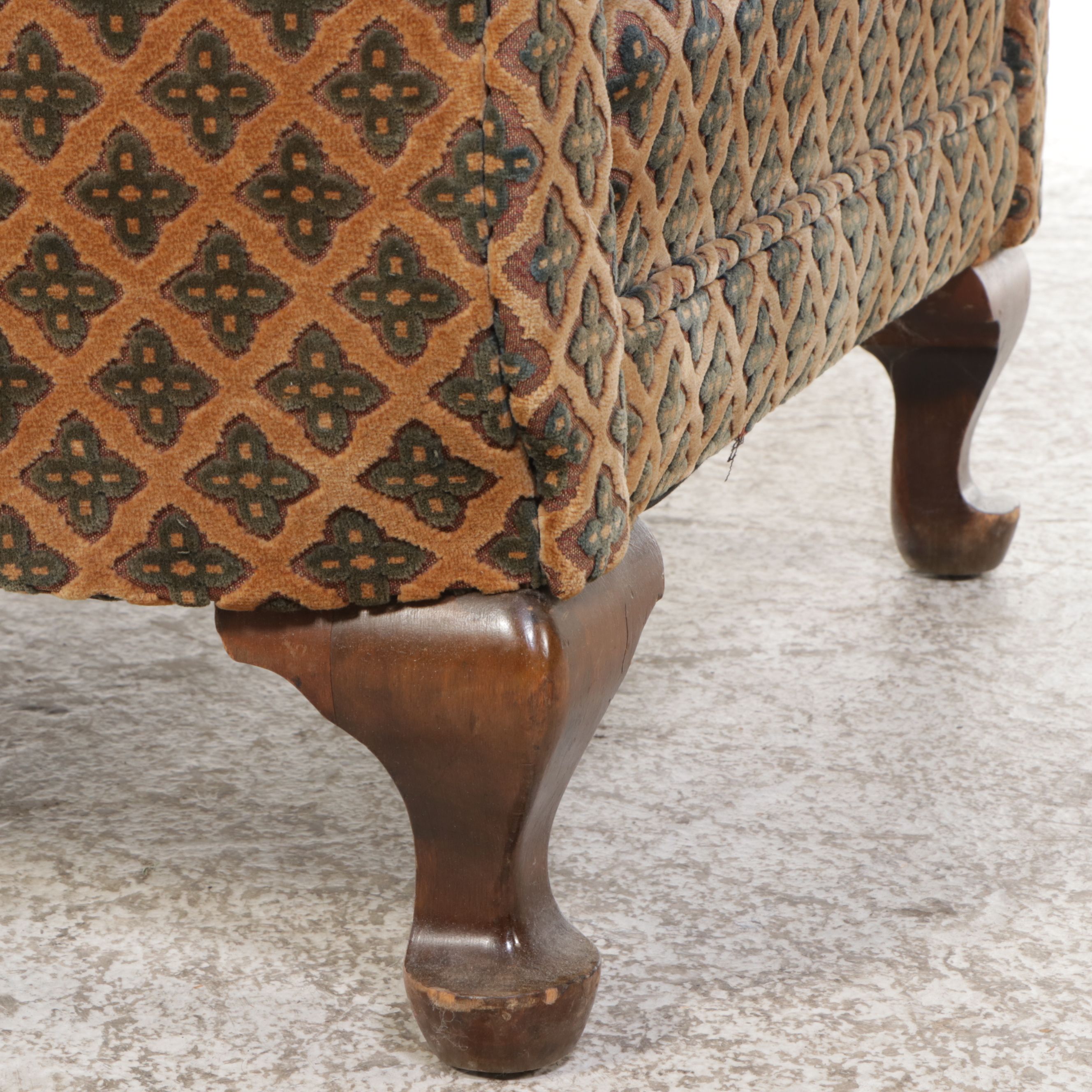 Napoleon III Style Chenille Damask Upholstered Armchair