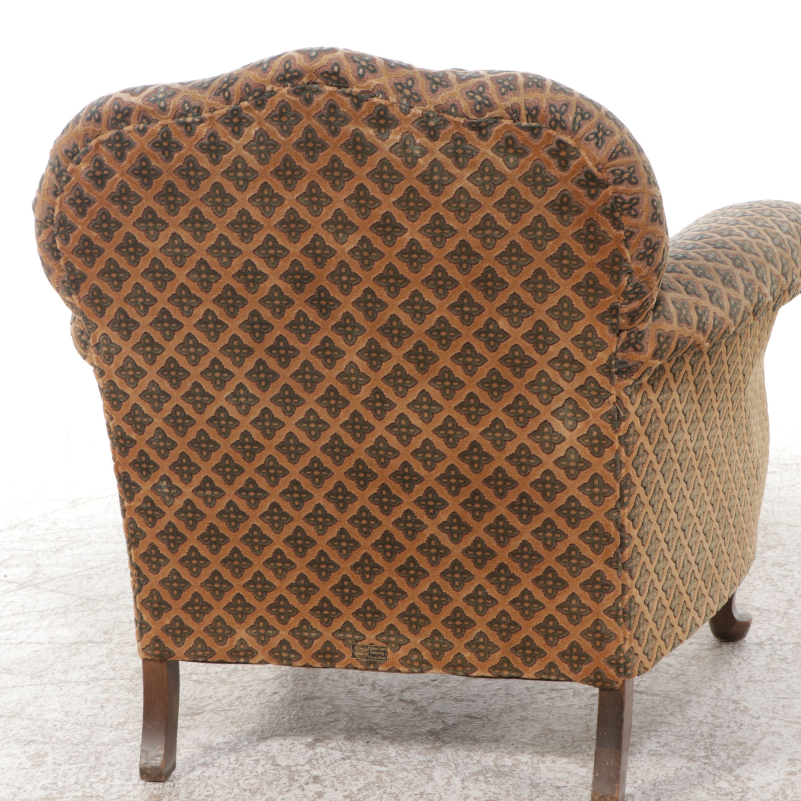 Napoleon III Style Chenille Damask Upholstered Armchair