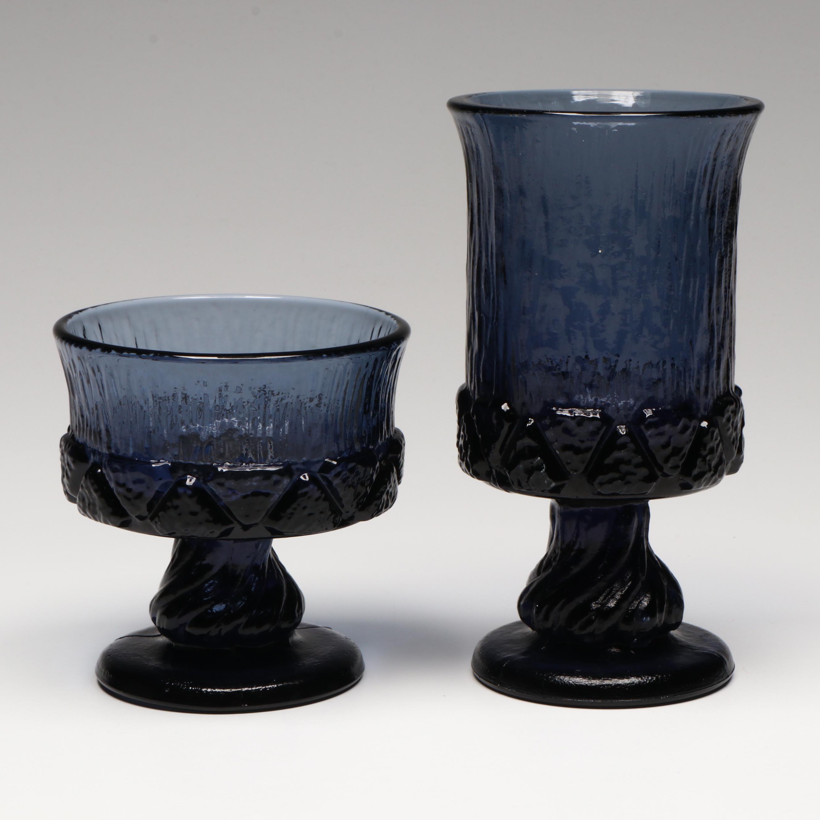 Vintage Fostoria "Sorrento Blue" Wine Glasses and Champagne Coupes