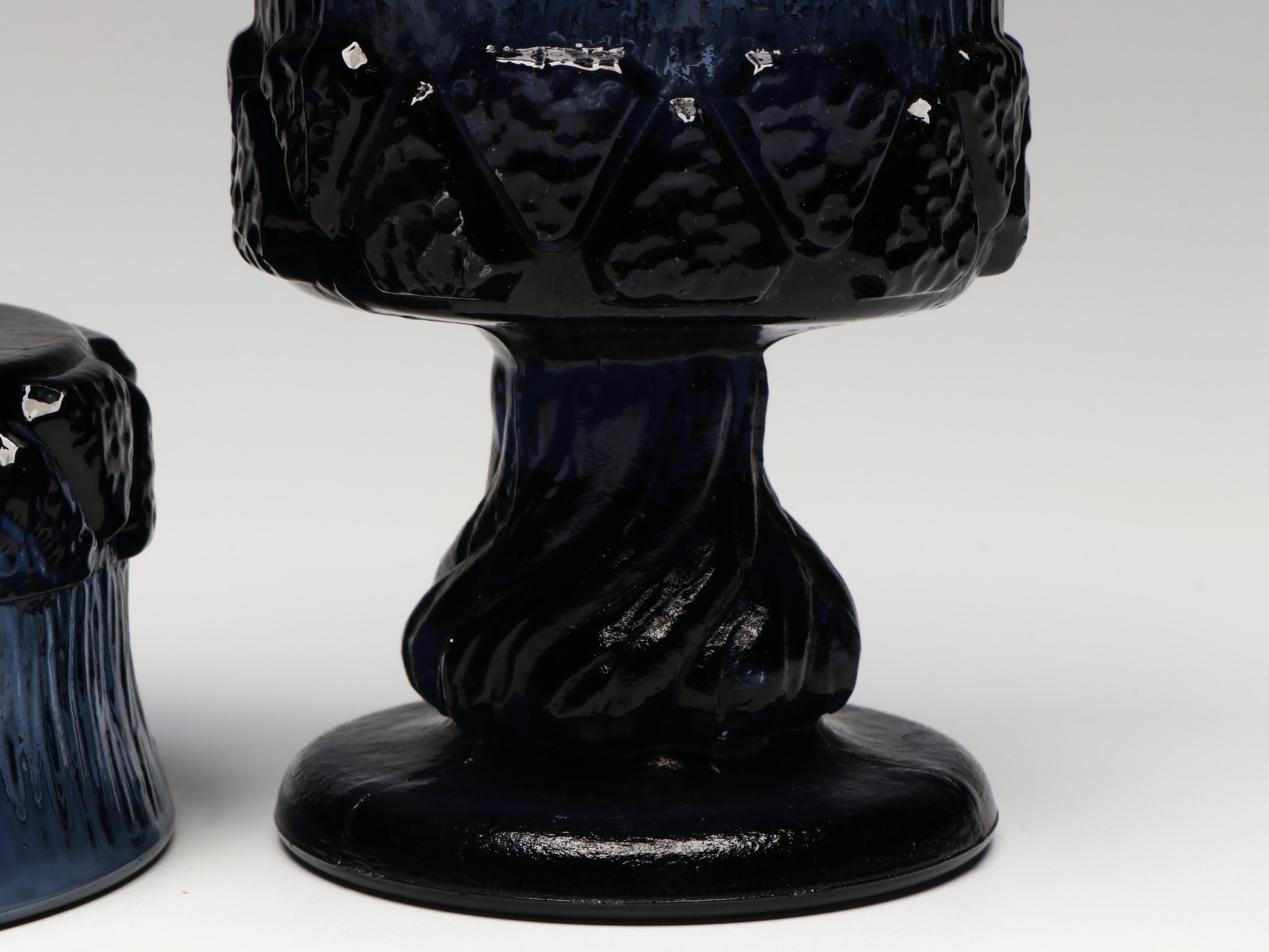 Vintage Fostoria "Sorrento Blue" Wine Glasses and Champagne Coupes