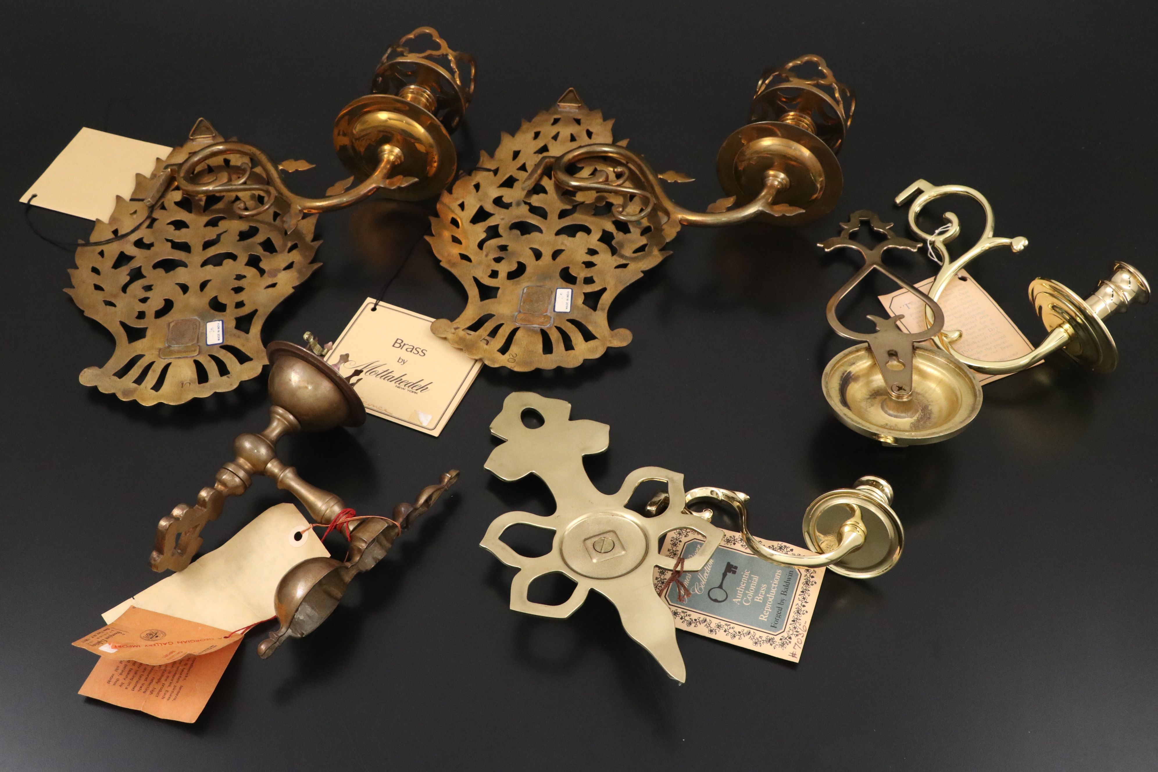 Mottahedeh Charleston Reproductions with Other Brass Sconces and Décor