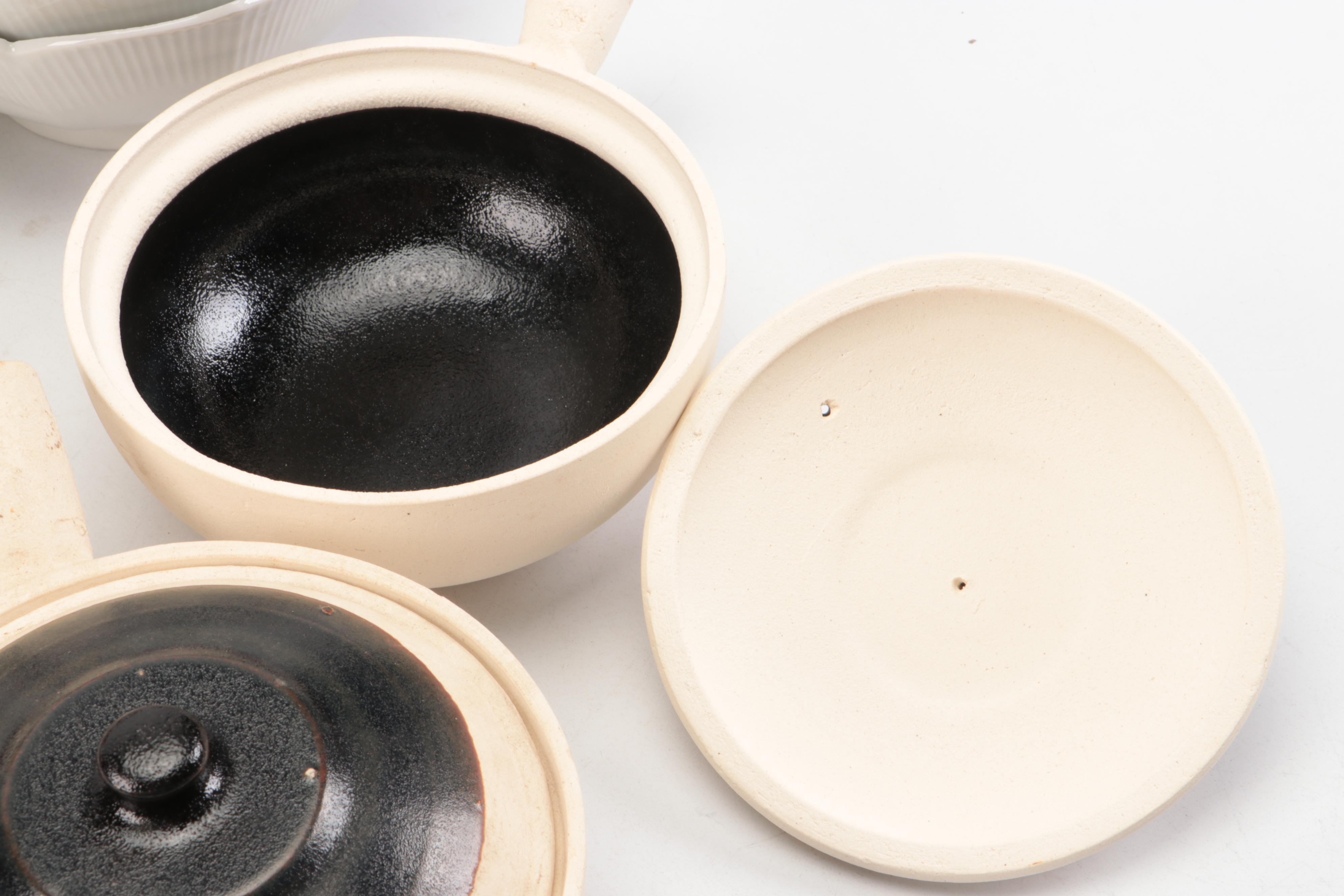 Japanese Ceramic Cherry Blossom Ginger Jar and Bowls with Other Asian Ware