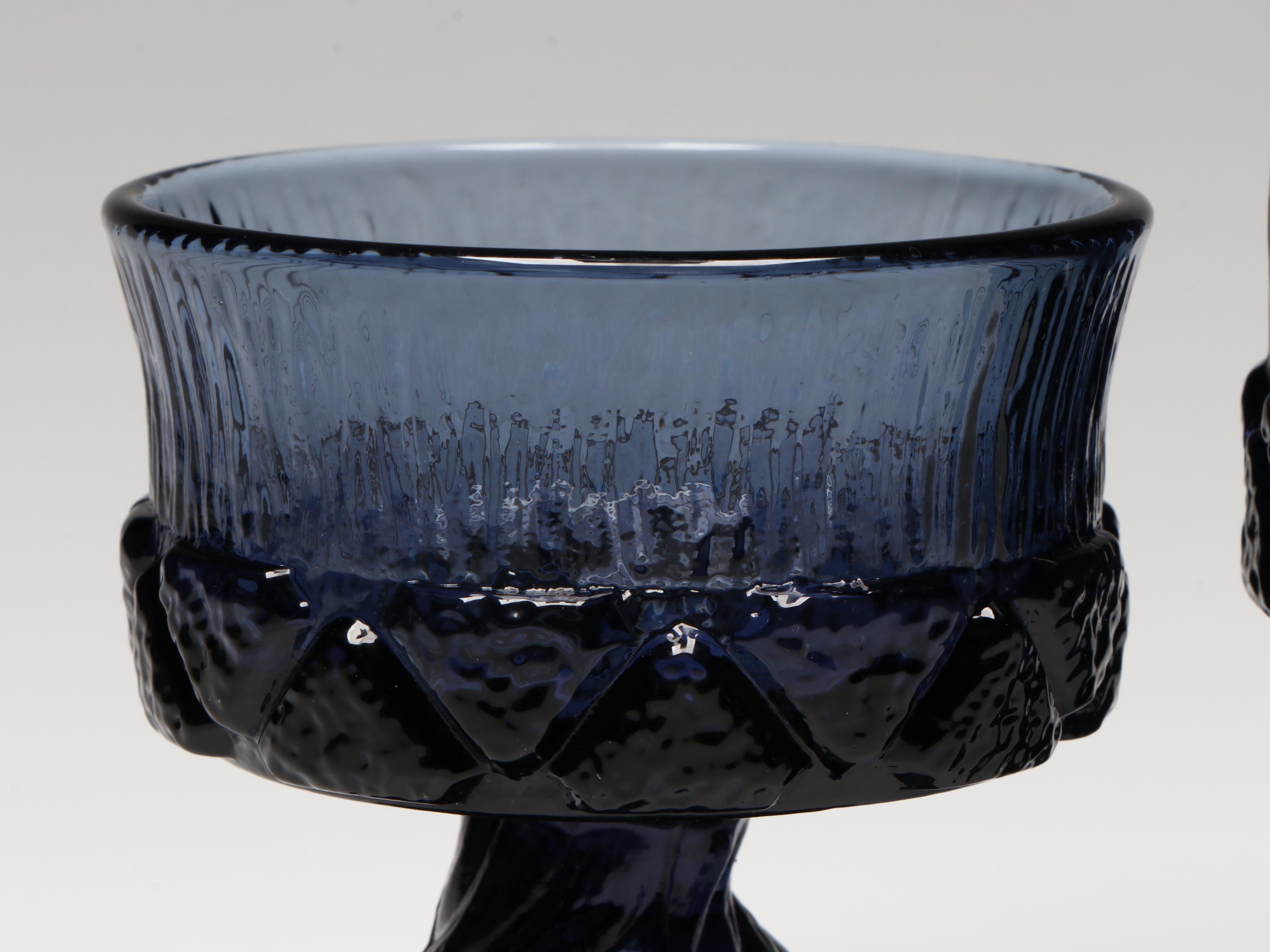 Vintage Fostoria "Sorrento Blue" Wine Glasses and Champagne Coupes