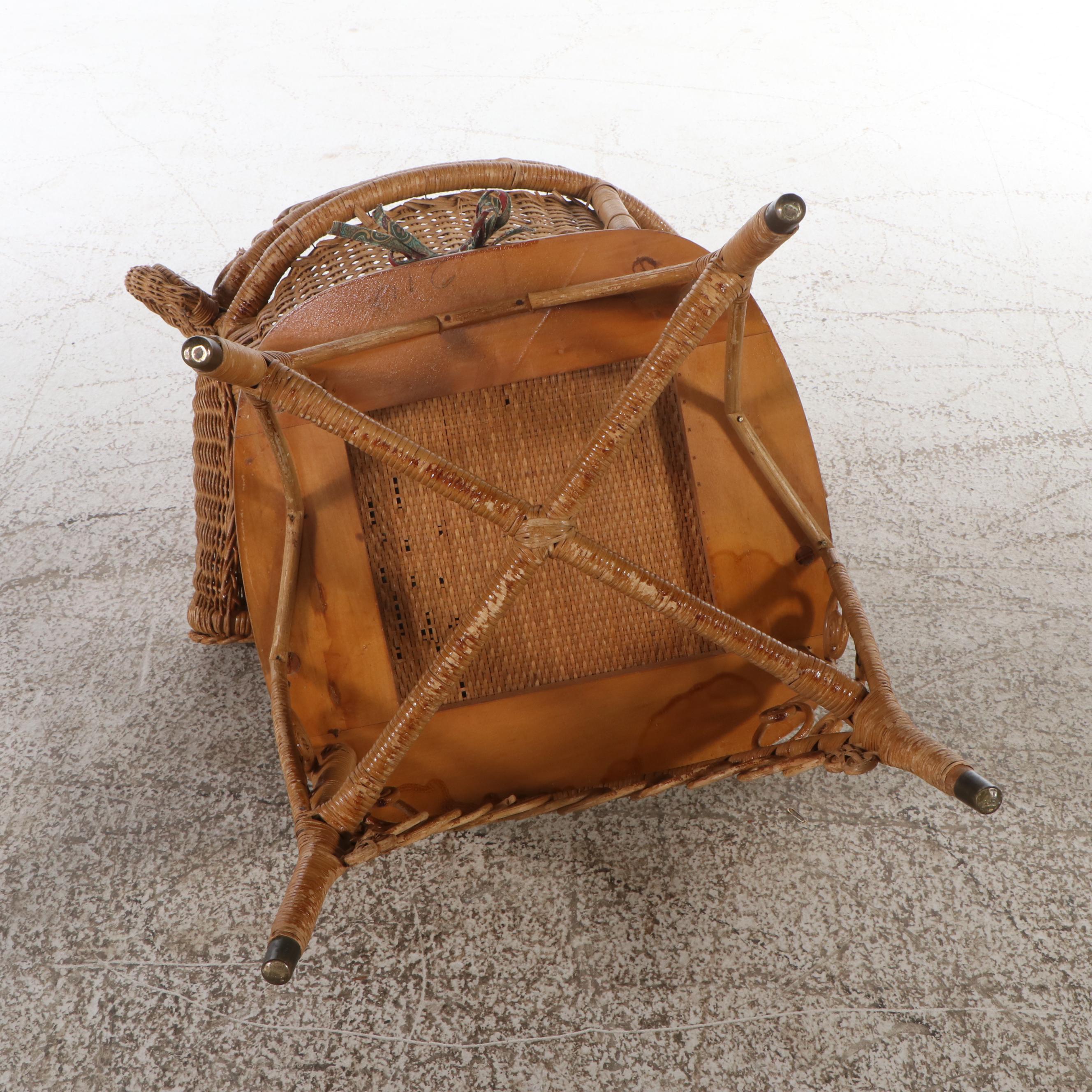 Art Nouveau Natural Wicker One-Arm Chair, Late 19th/ Early 20th Century