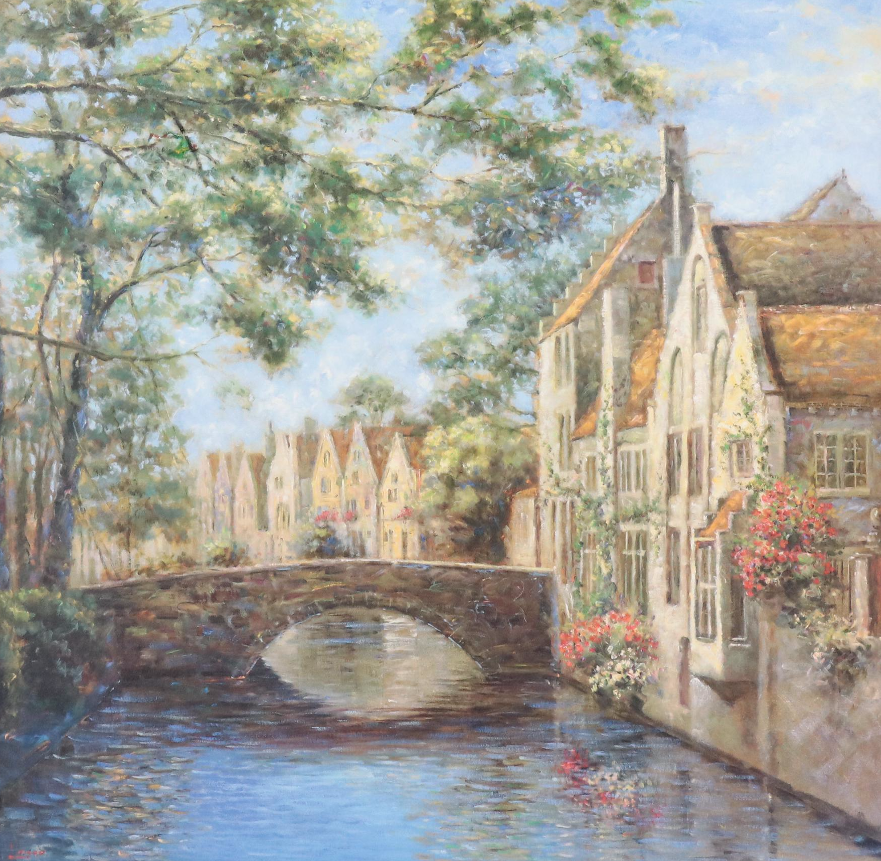 Embellished Offset Lithograph "Canal Reflections"