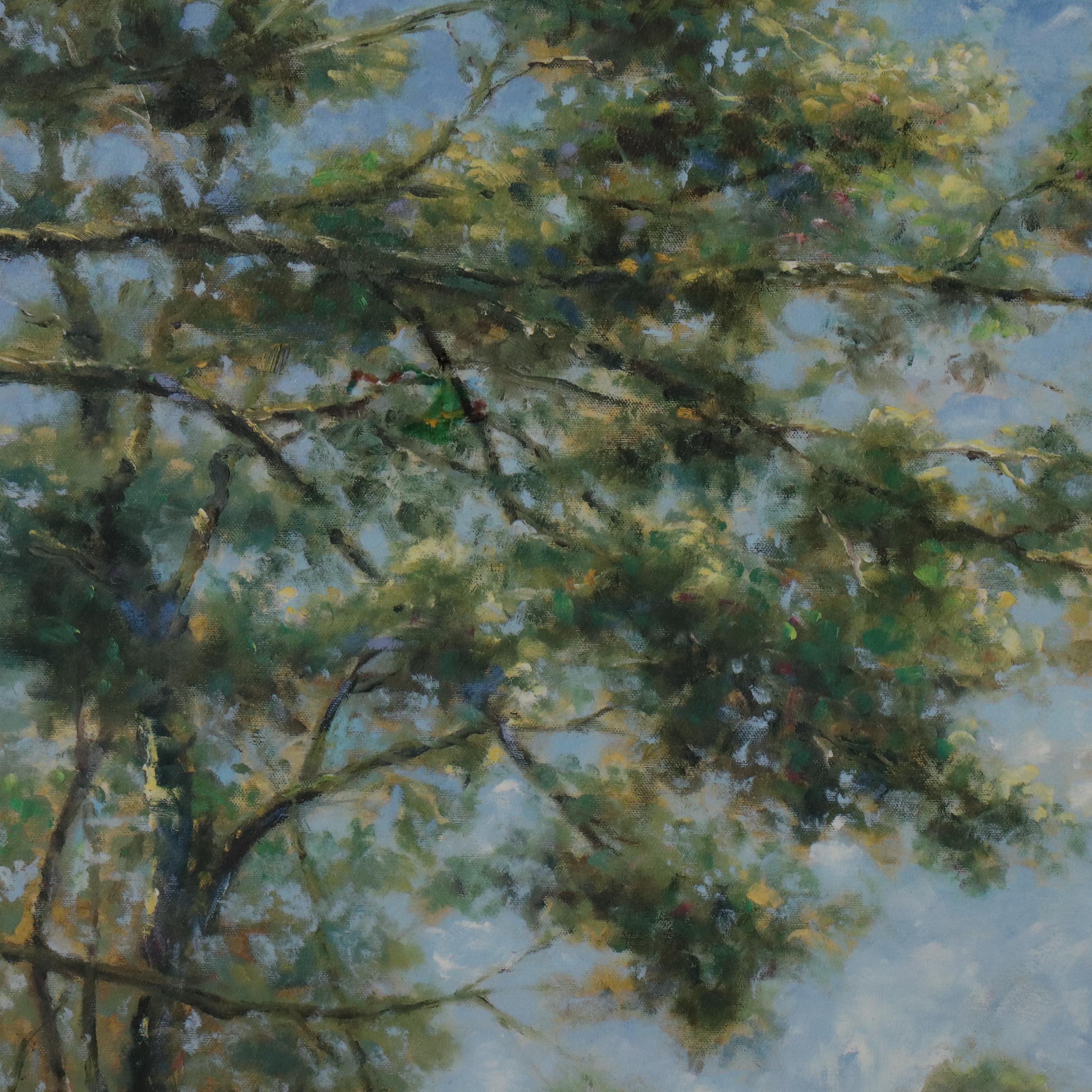 Embellished Offset Lithograph "Canal Reflections"