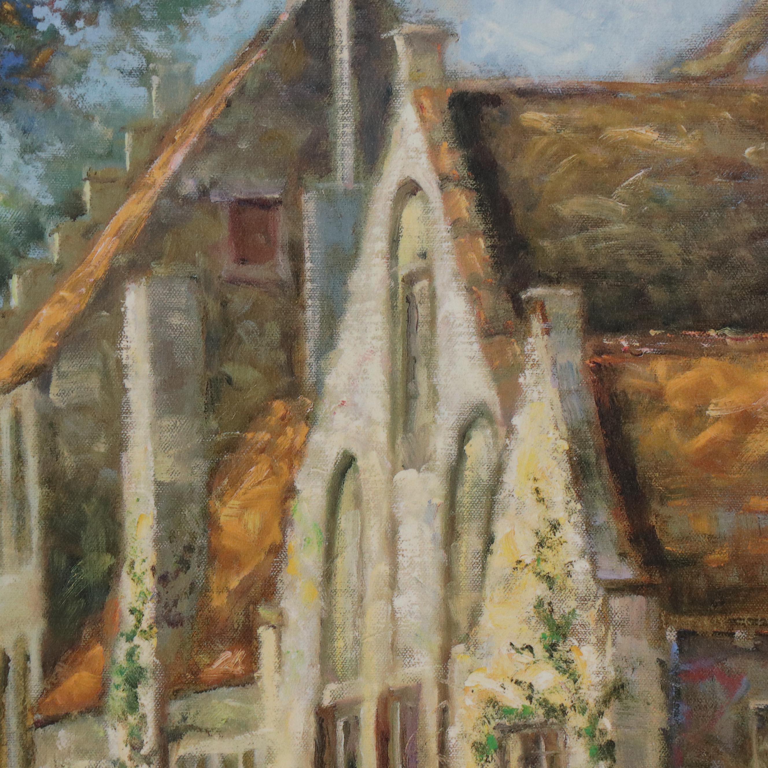 Embellished Offset Lithograph "Canal Reflections"