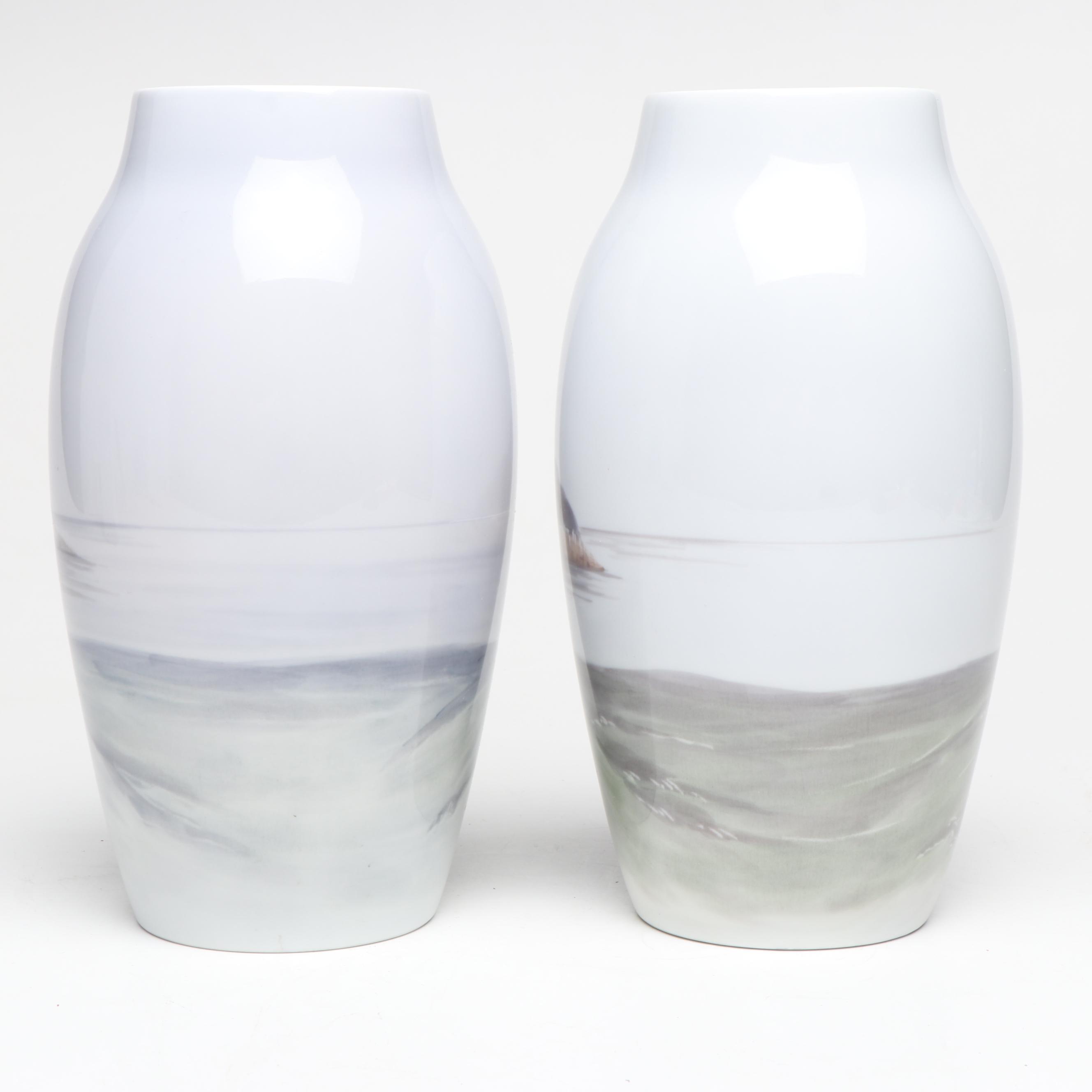 Bing & Grøndahl Porcelain Scenery Vases