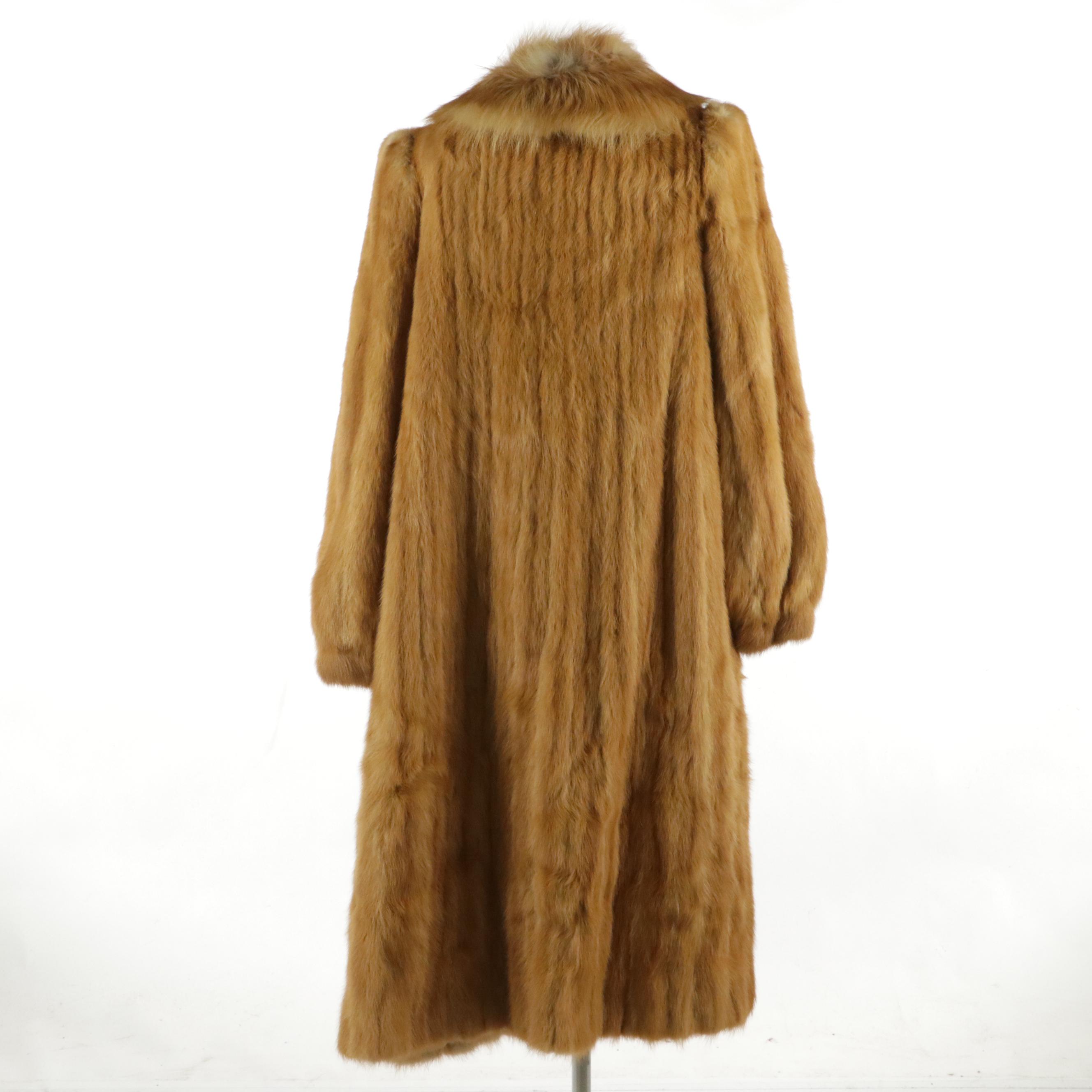 Marten Fur Coat with Tanuki Fur Tuxedo Collar