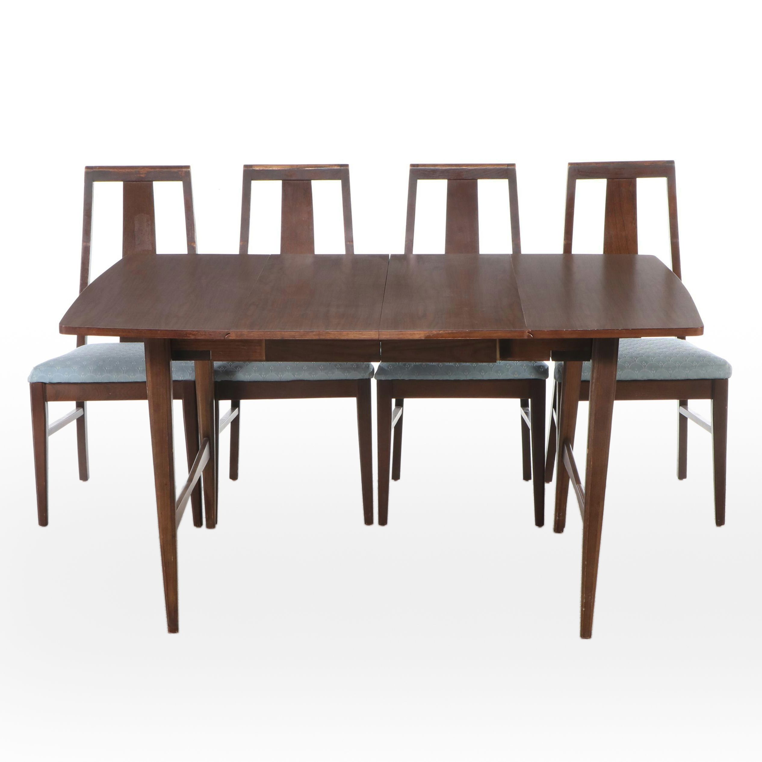 Mid Century Modern Walnut Five-Piece Dining Set, Mid-20th Century