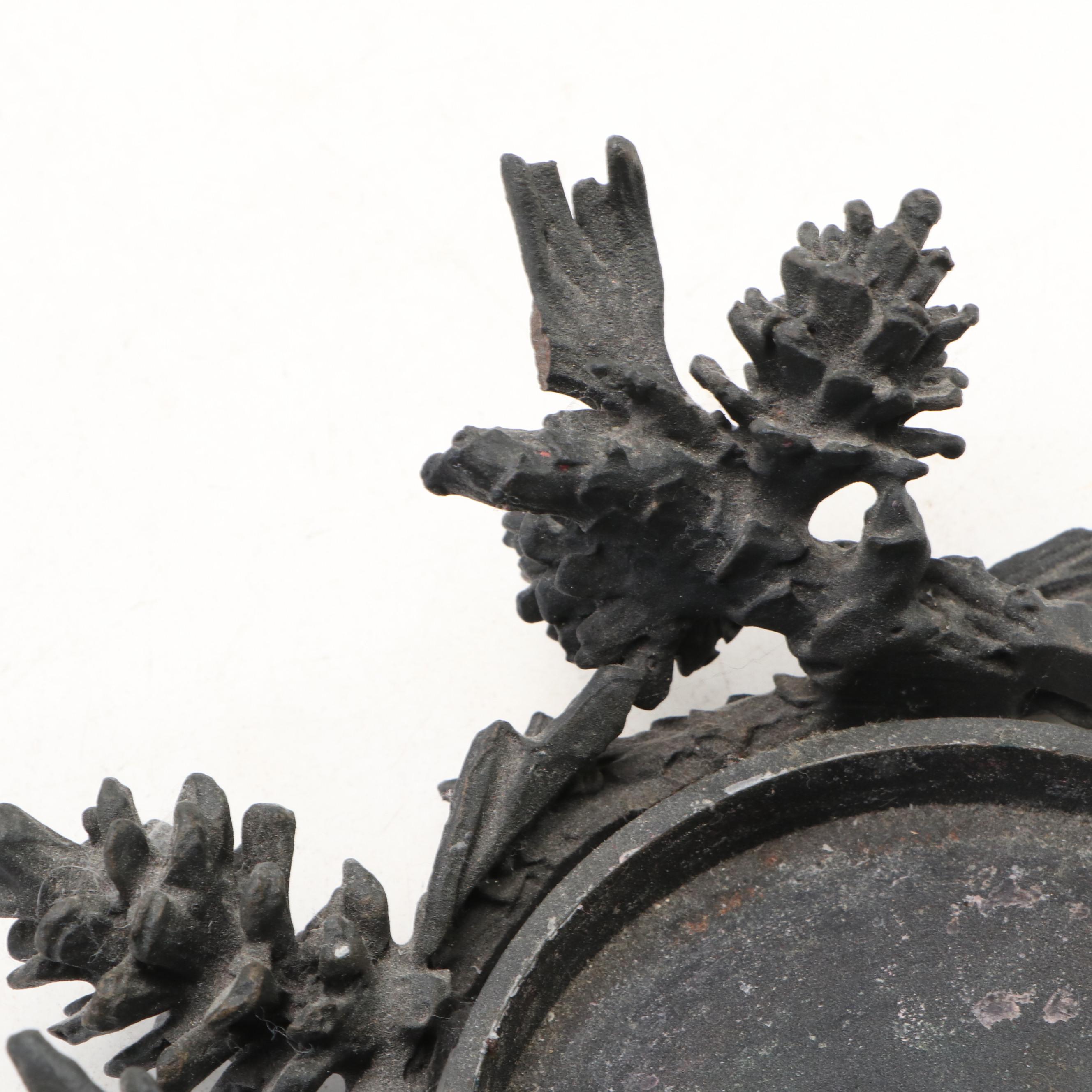 Contemporary Cast Metal Pine Cone Form Candle Holders with Candles