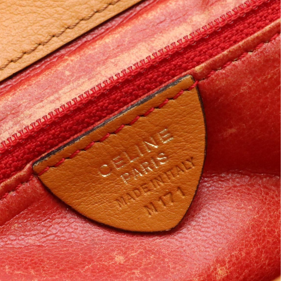 Celine Front Flap Demilune Shoulder Bag in Tan Leather