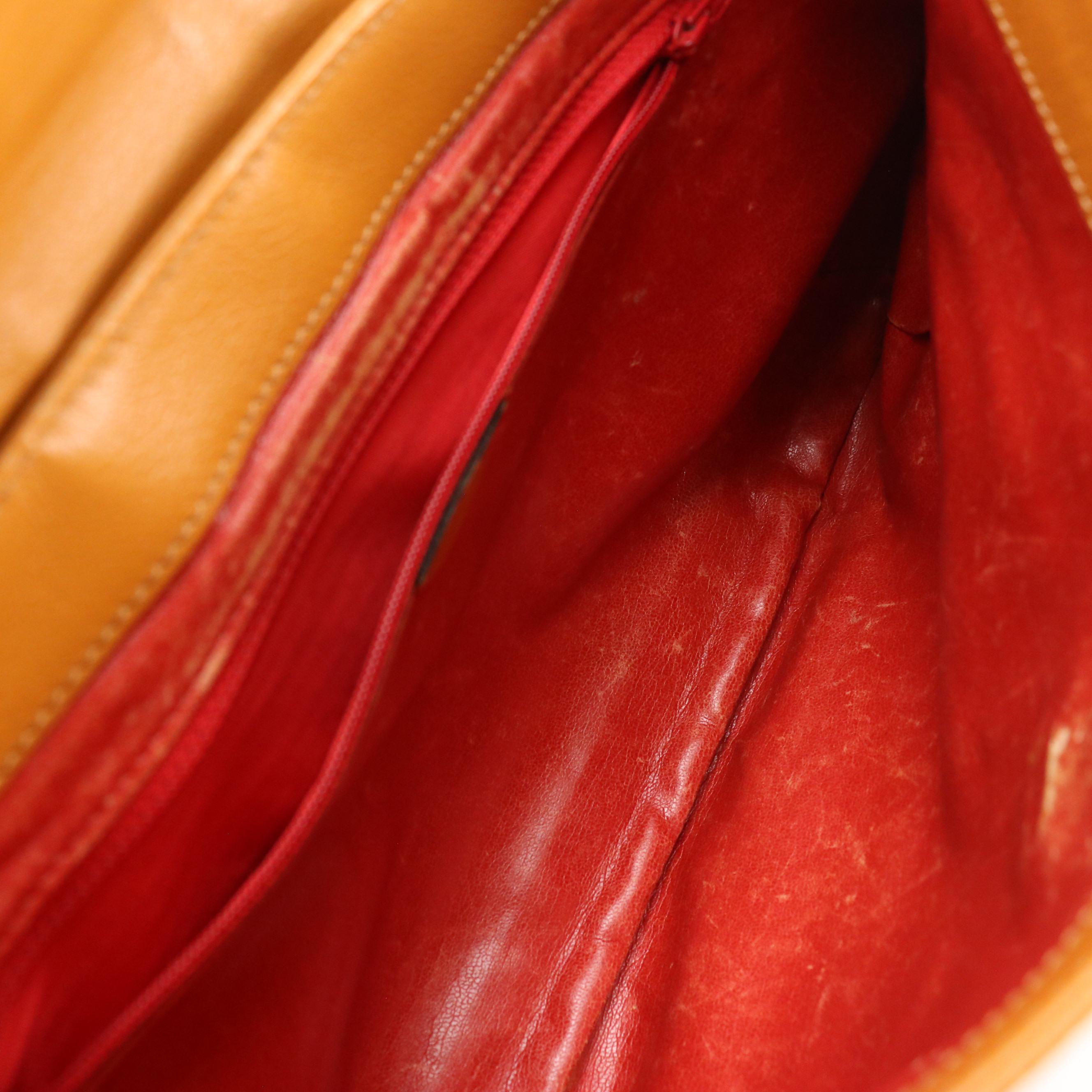 Celine Front Flap Demilune Shoulder Bag in Tan Leather