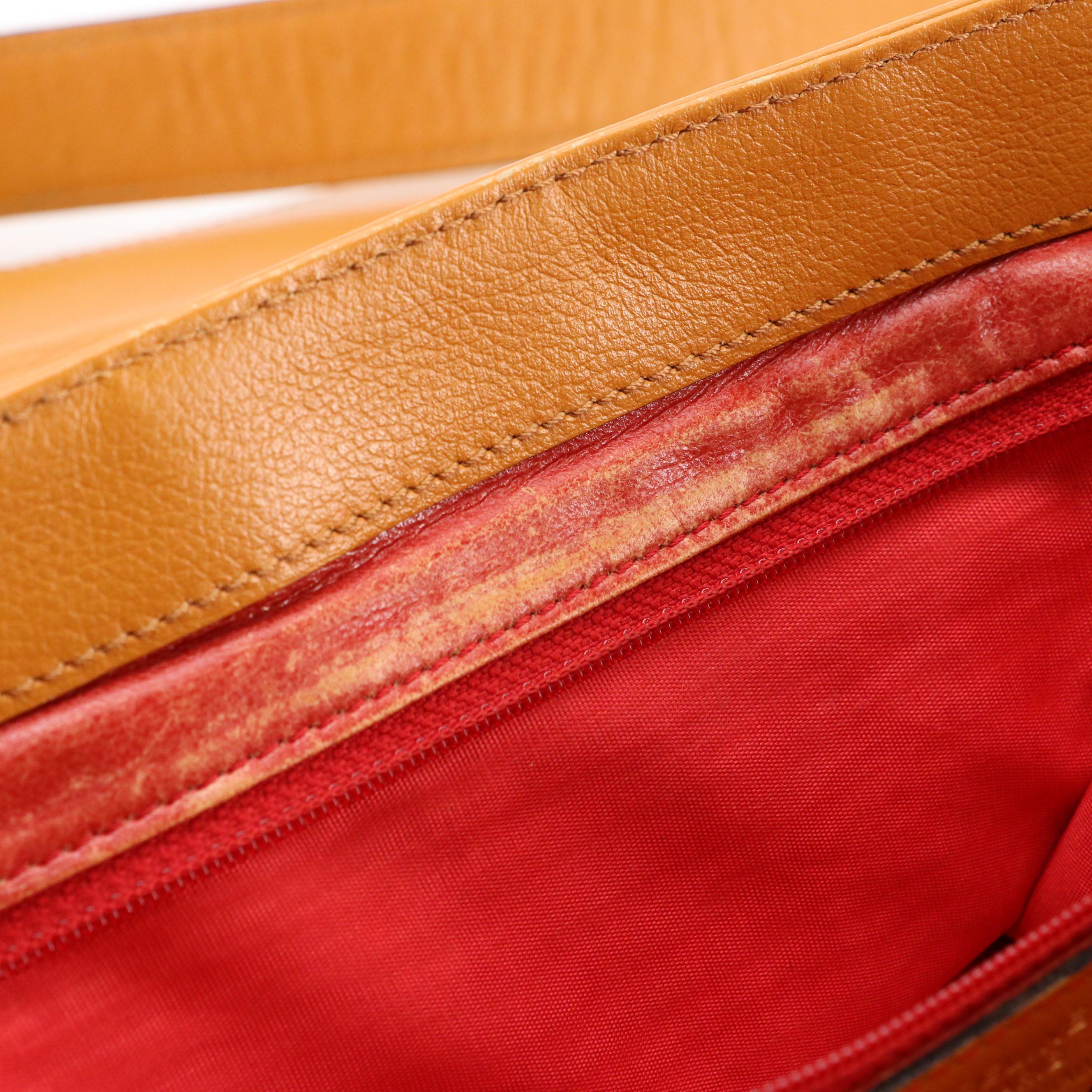 Celine Front Flap Demilune Shoulder Bag in Tan Leather